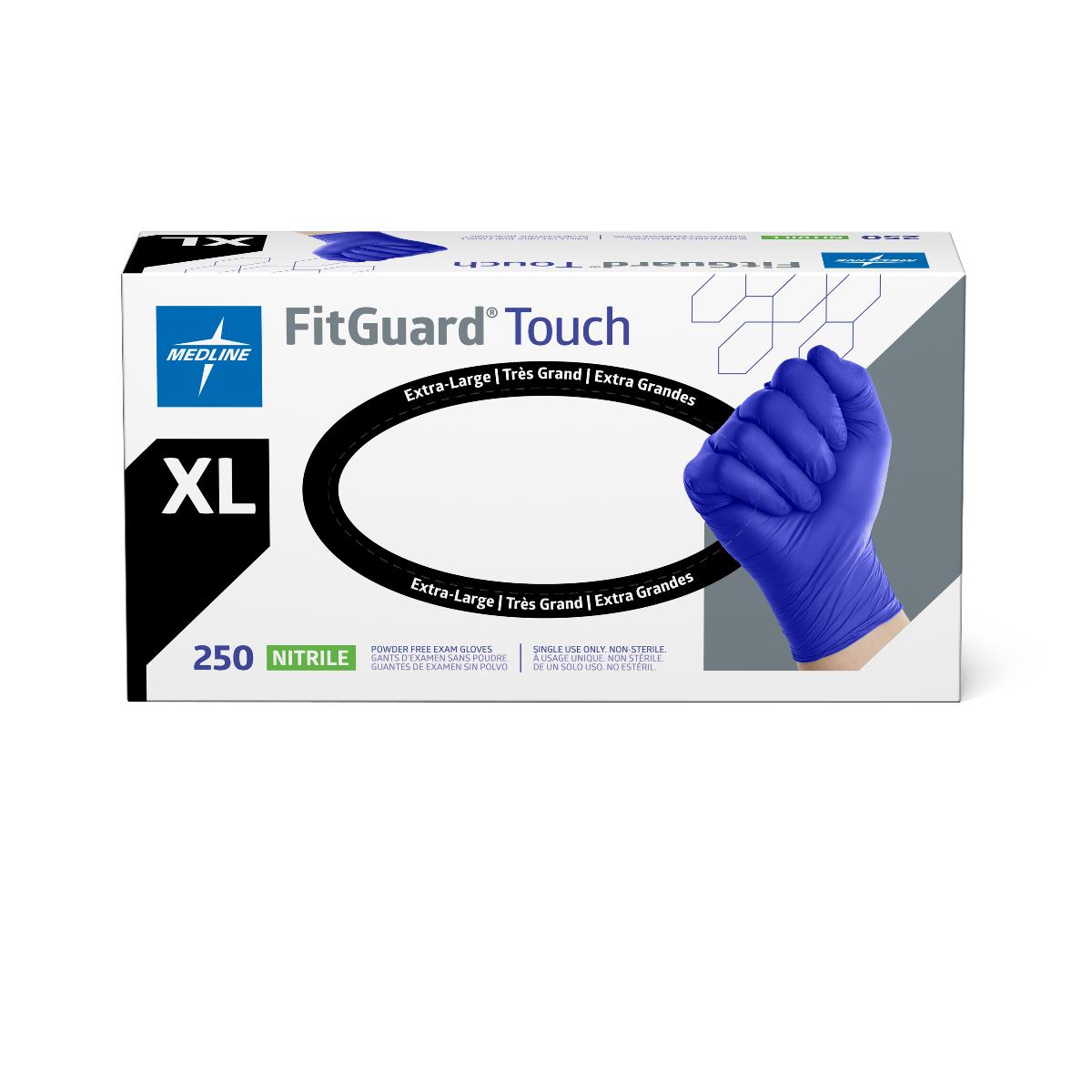 Medline FitGuard Touch Powder-Free Nitrile Exam Gloves