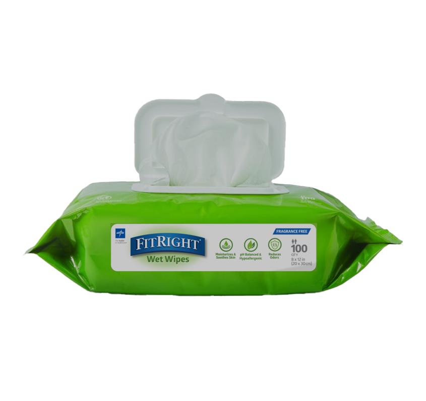 Medline FitRight Aloe Fragrance-Free Personal Cleansing Wipes