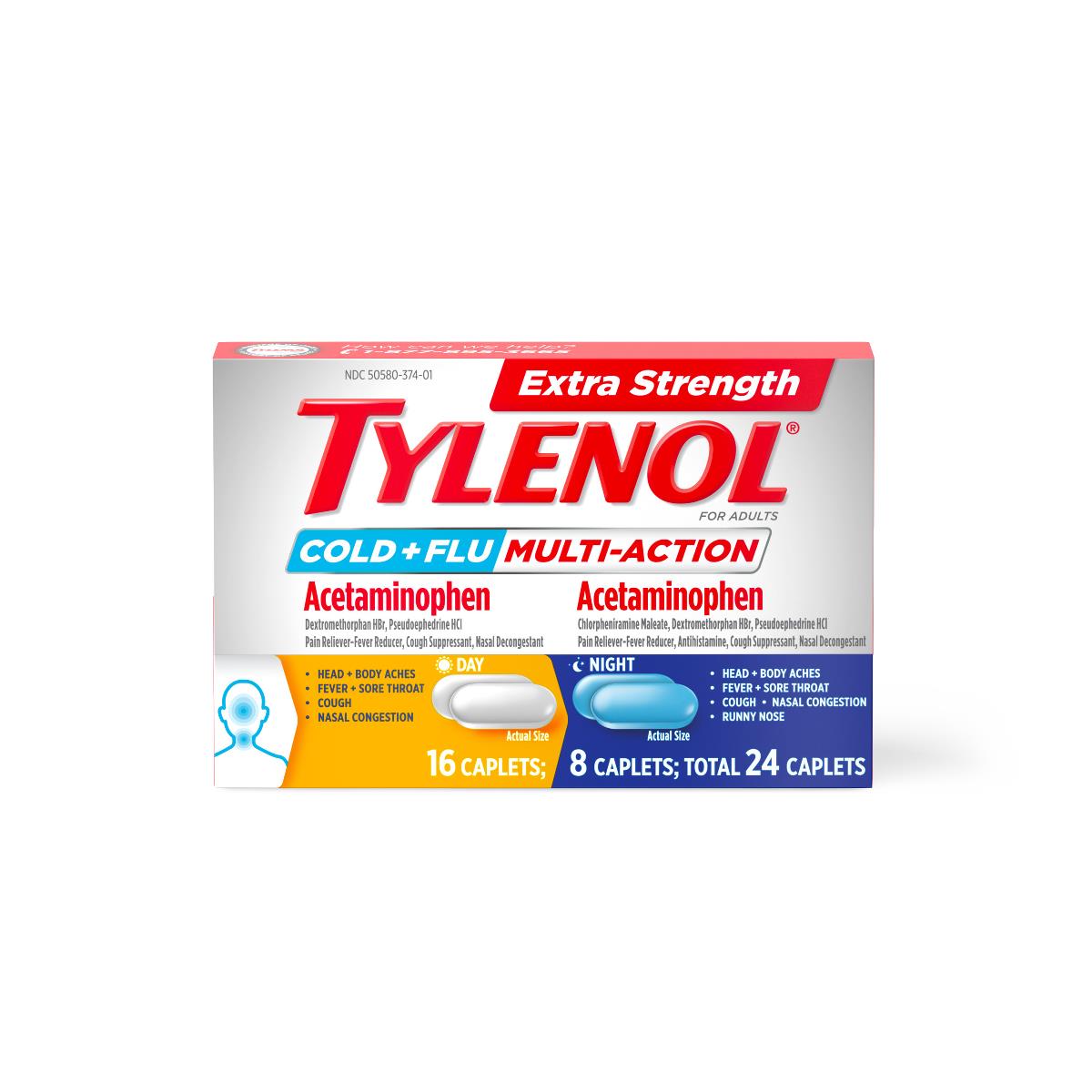 Medline Tylenol Extra Strength Cold + Flu Tablet