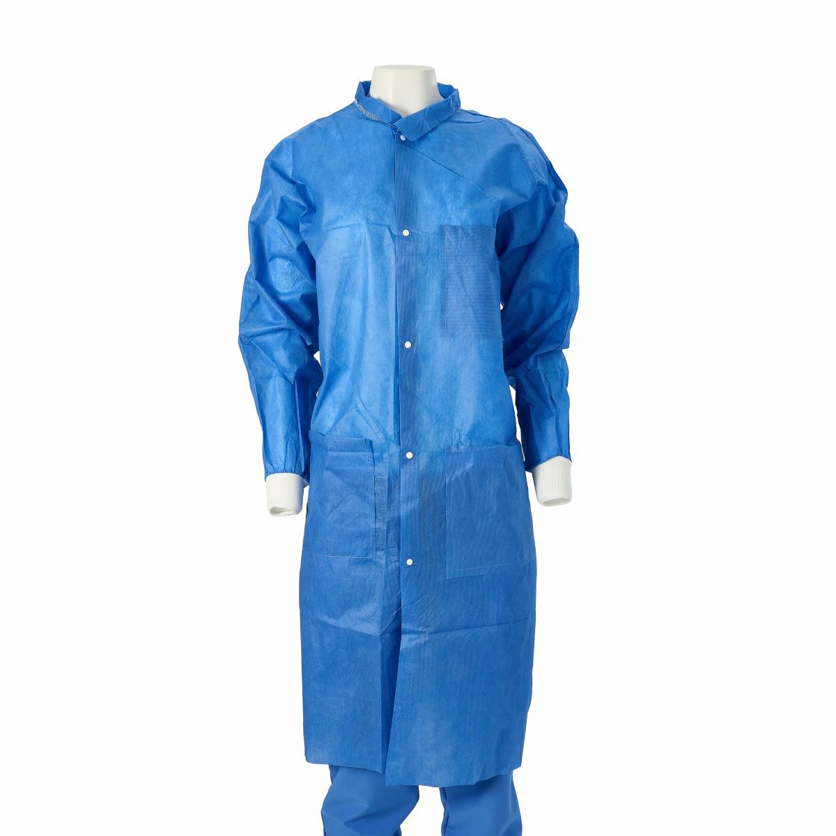 Medline Knit-Cuff Multilayer SMS Lab Coats with Traditional Collar