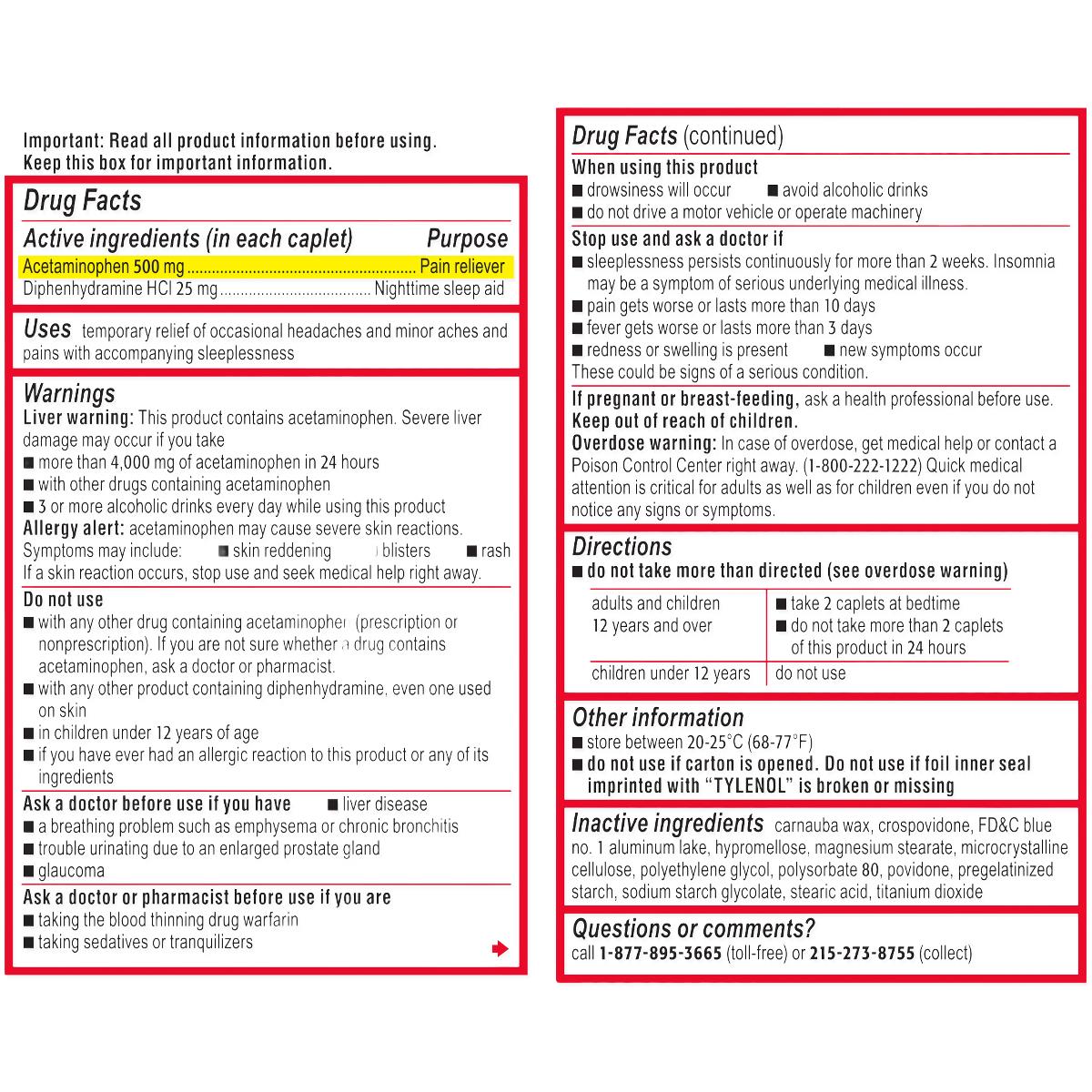 Medline Tylenol PM Extra-Strength Caplets