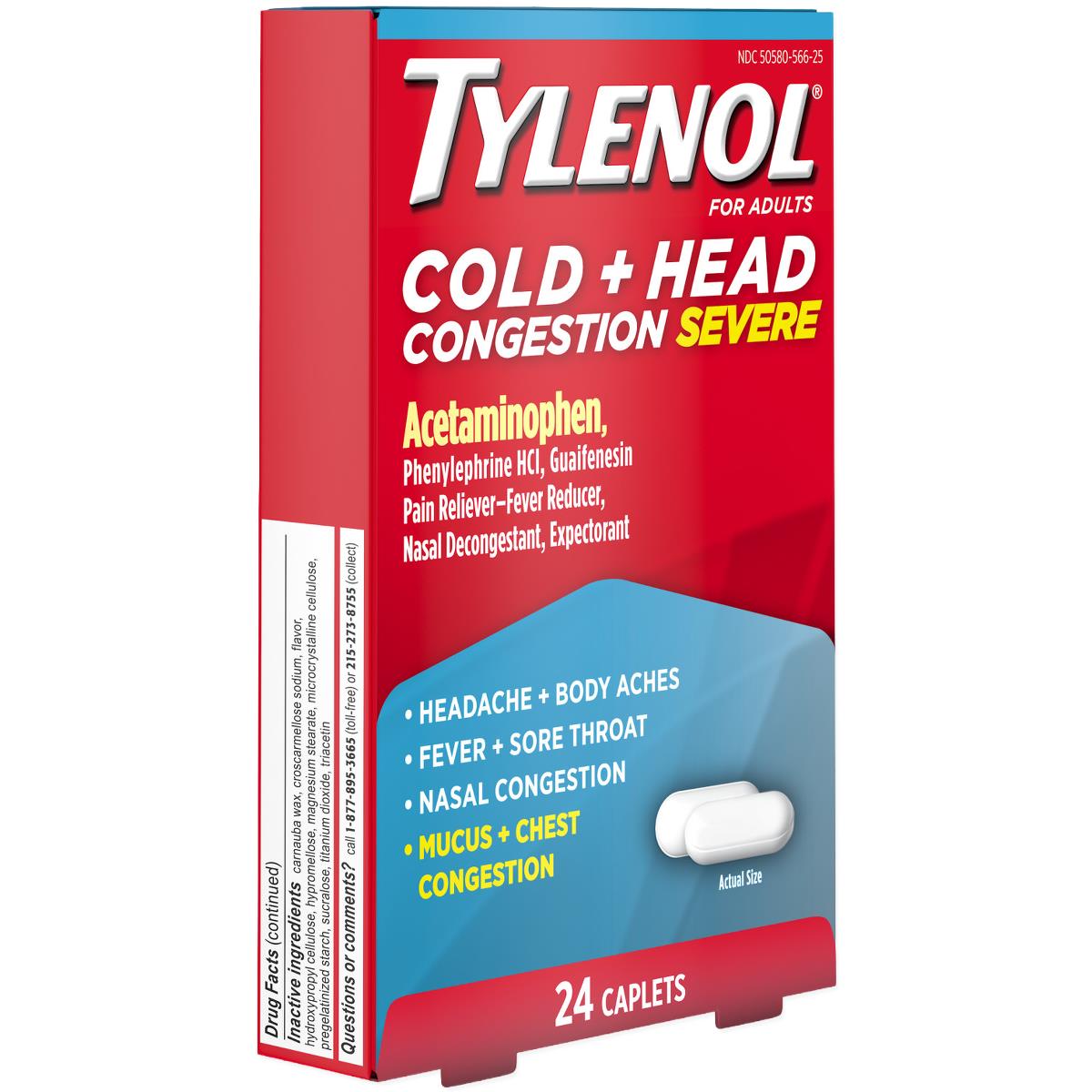Medline Tylenol Severe Cold + Head Congestion Caplets