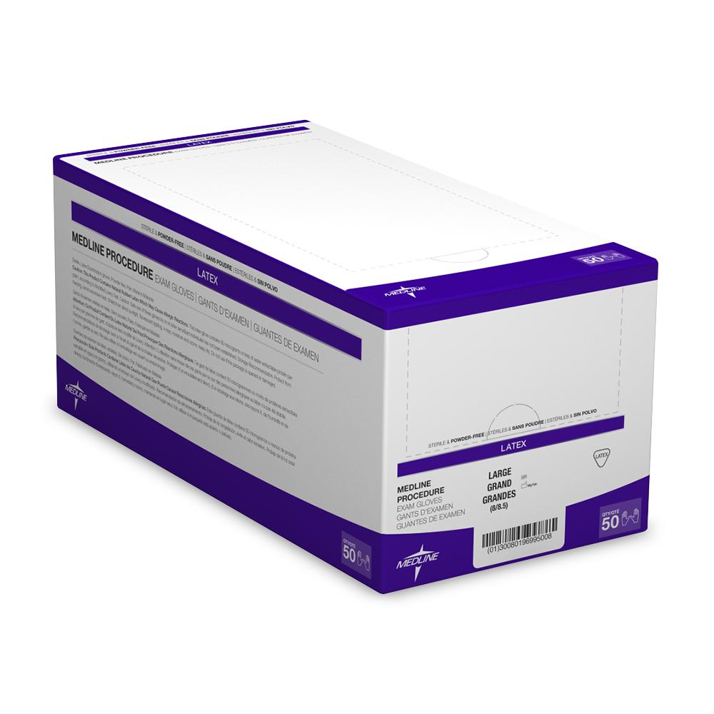 Medline Sterile Powder-Free Latex Exam Glove Pairs
