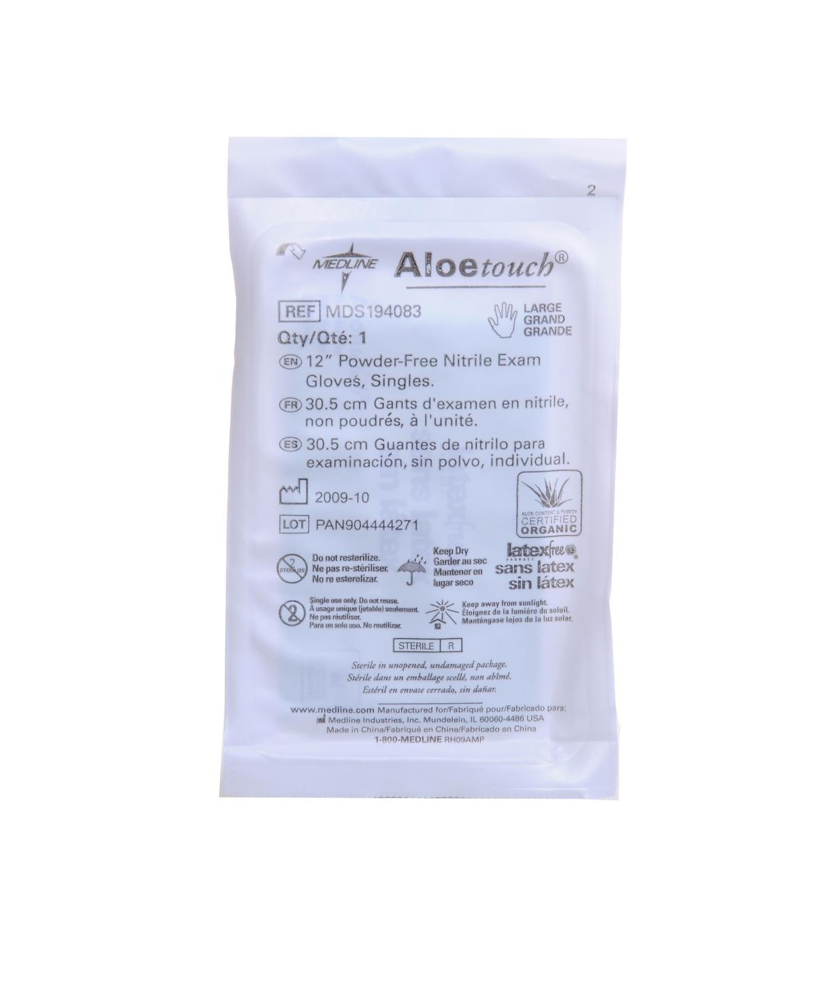 Medline AloeTouch Sterile 12" Powder-Free Nitrile Exam Gloves