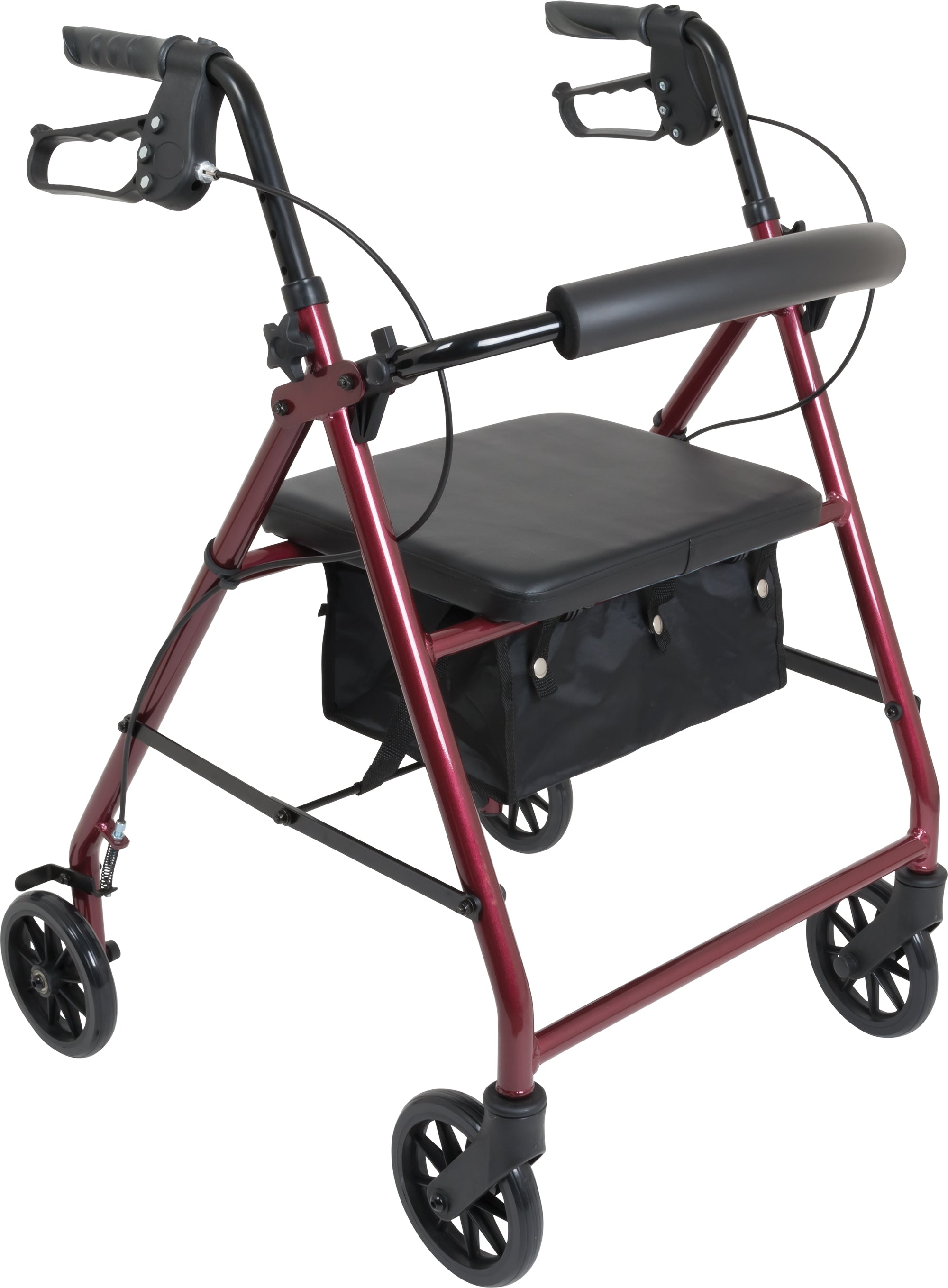 Compass Health ProBasics Aluminum Rollator with 6-inch Wheels, Burgundy