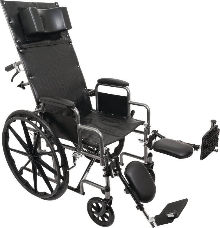 Compass Health ProBasics Reclining Wheelchair, 20" x 17", Removable Desk Arms & ELRs