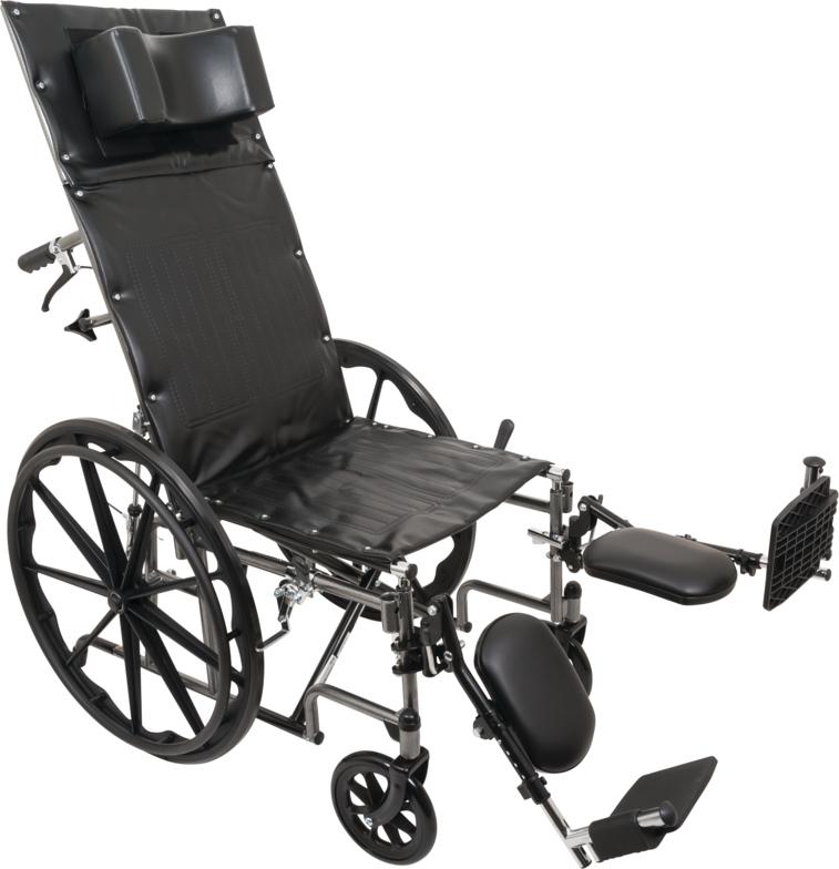 Compass Health ProBasics Reclining Wheelchair, 20" x 17", Removable Desk Arms & ELRs