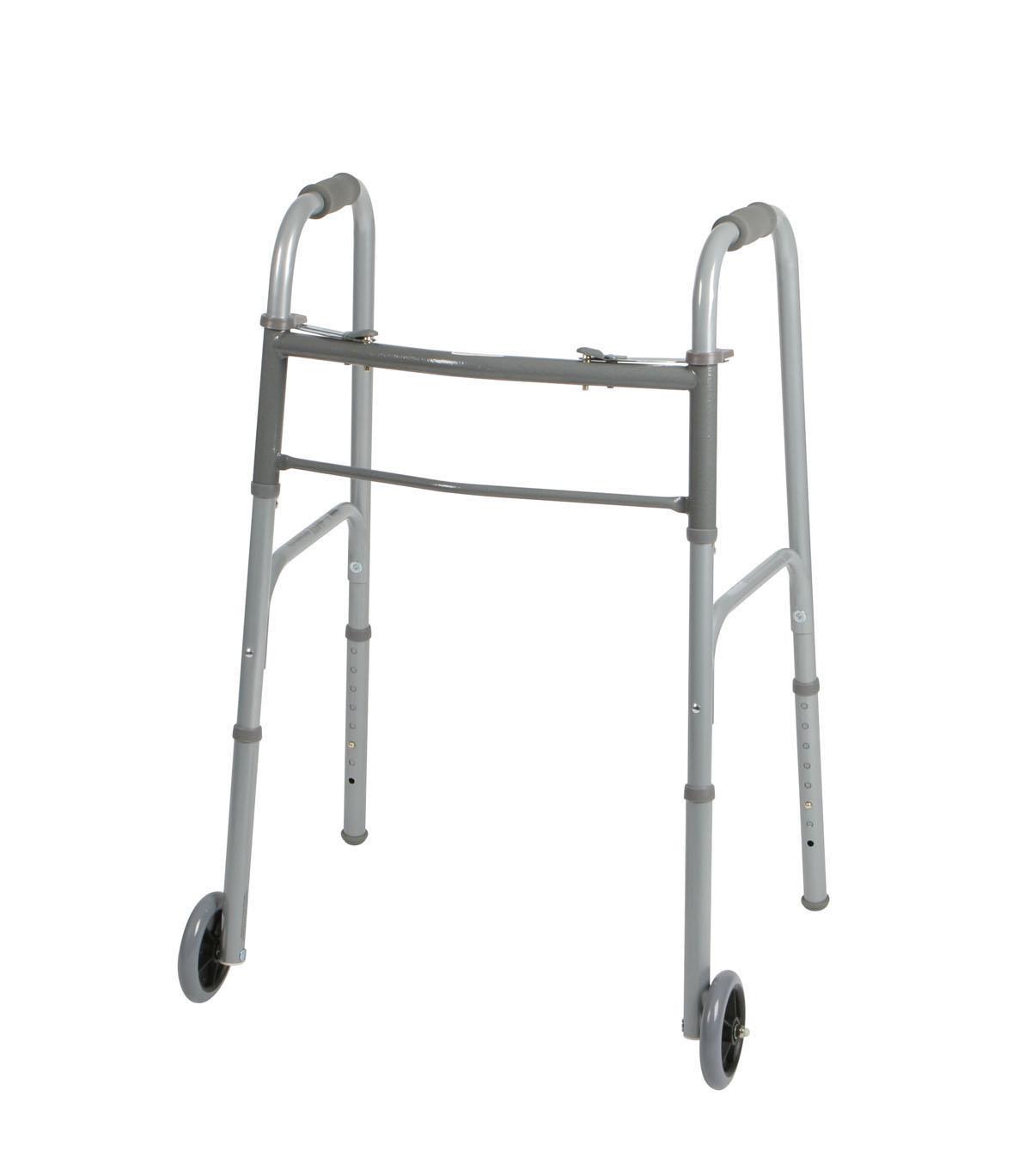 Medline Preassembled Folding Walkers with 5" Wheels
