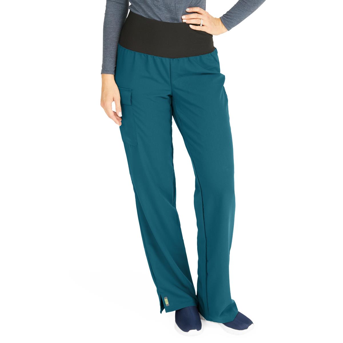 Medline Ocean AVE Women's Wide Waistband Stretch Scrub Pants - Petite Length (Style 5560)