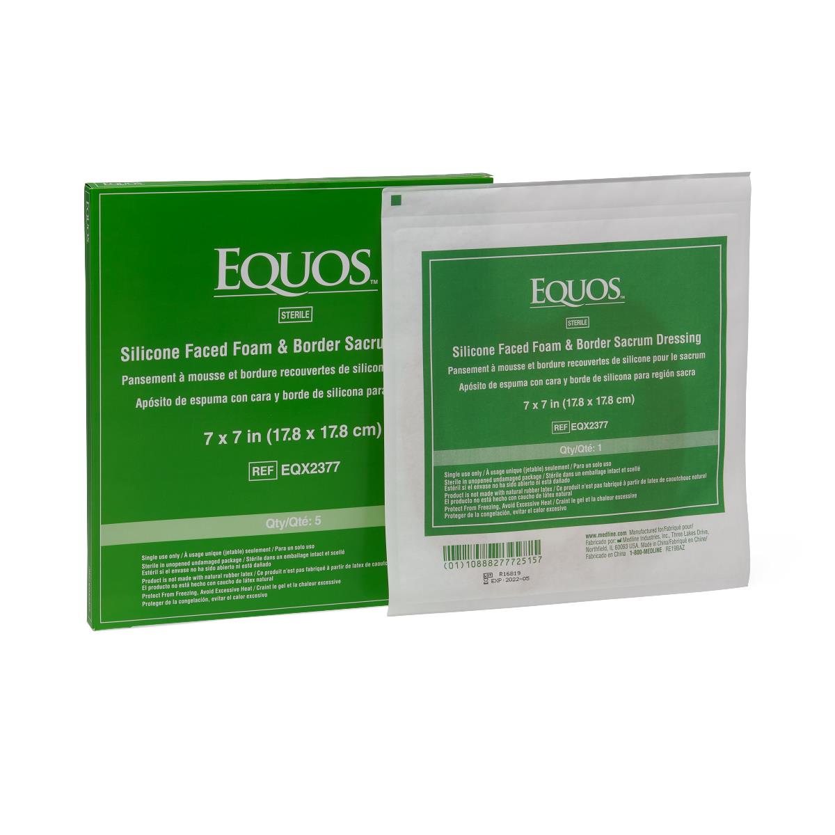 Medline EQUOS 5-Layer Square Foam Wound Dressings with Silicone Adhesive