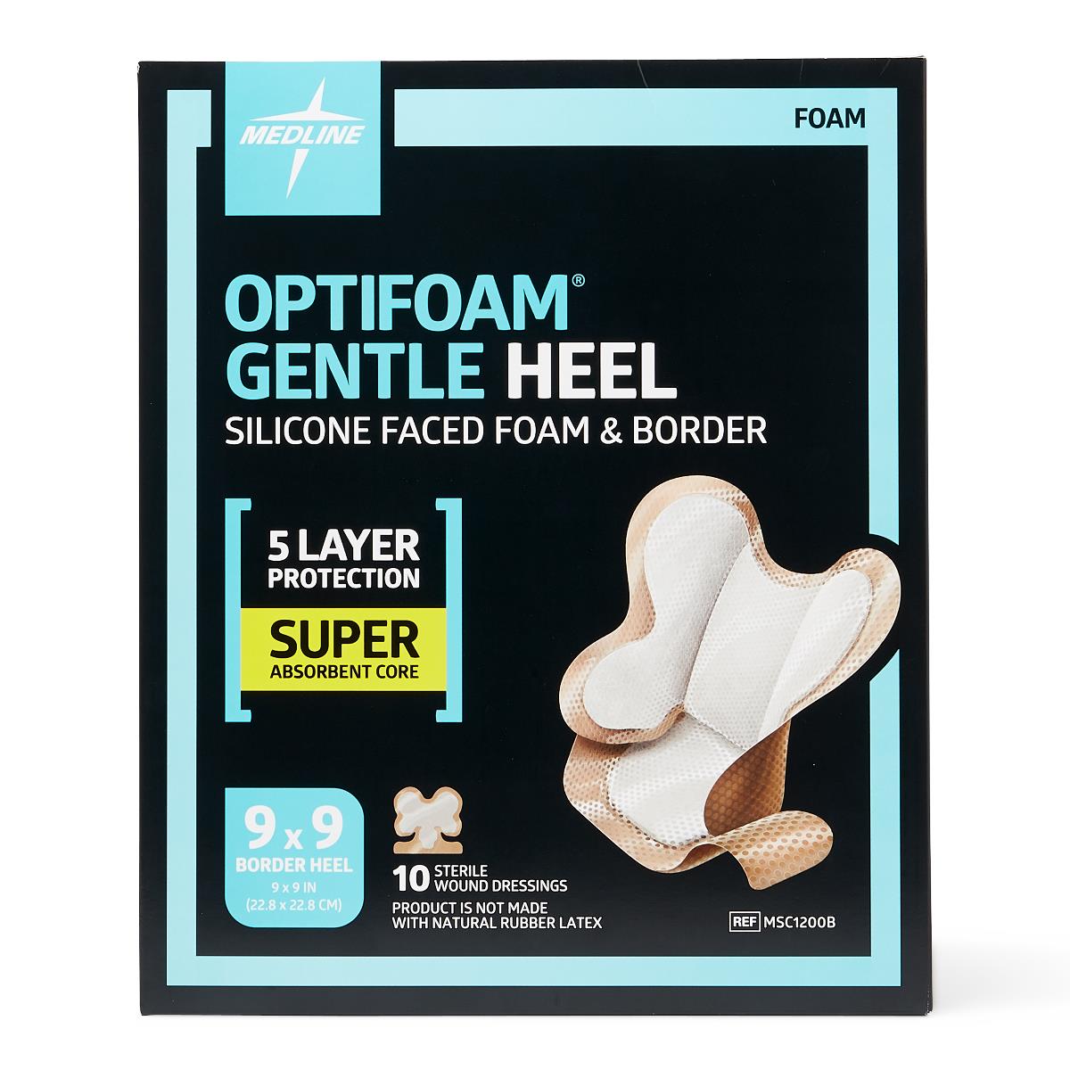 Medline Optifoam Gentle Heel Silicone-Faced Foam Wound Dressings