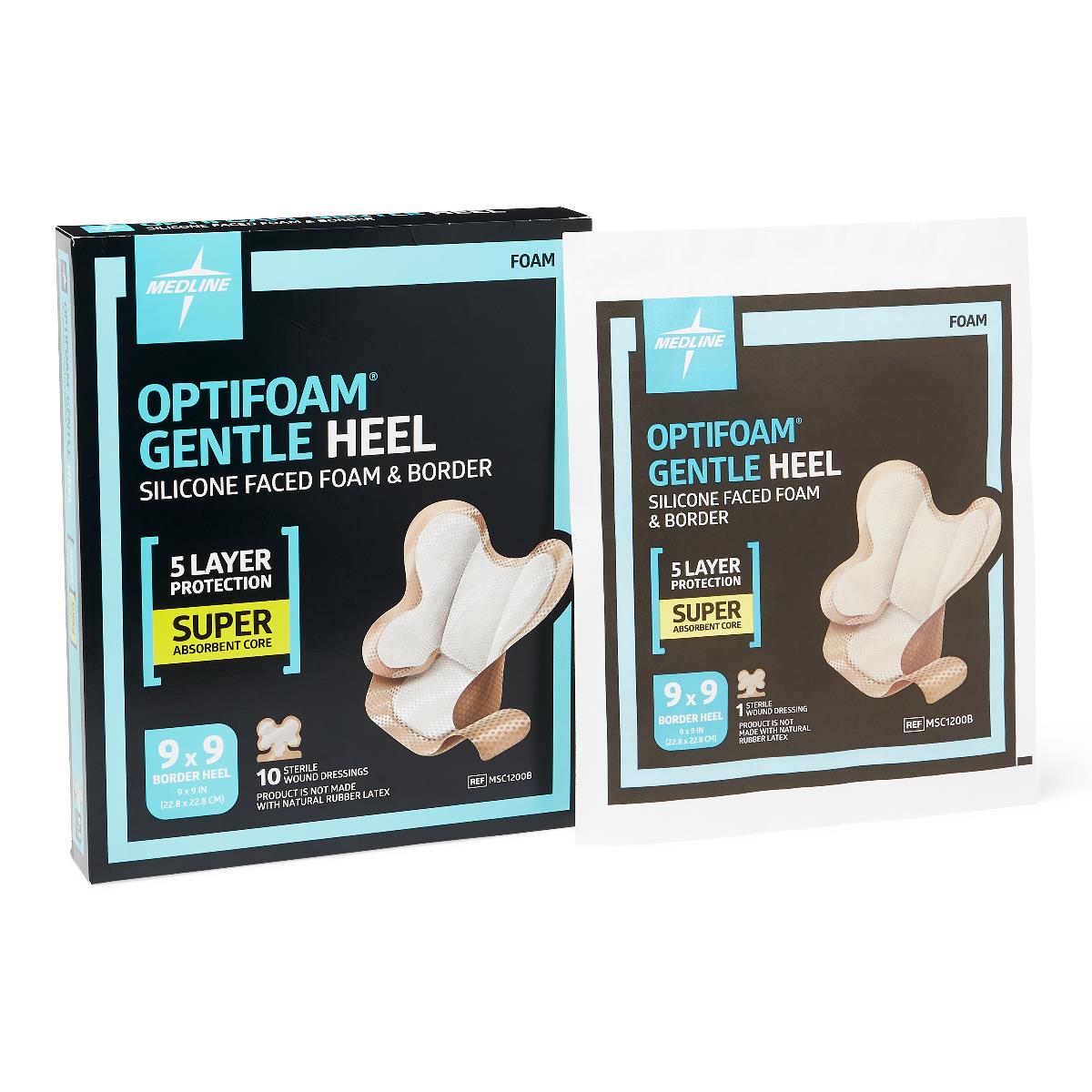 Medline Optifoam Gentle Heel Silicone-Faced Foam Wound Dressings