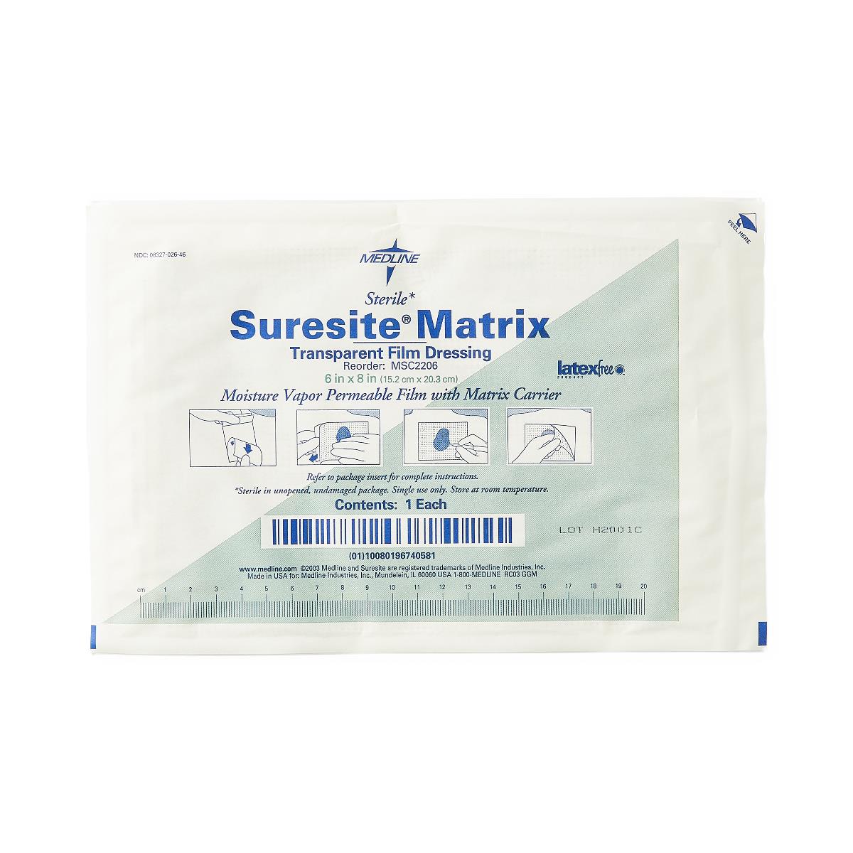 Medline SureSite Matrix Transparent Film Dressing