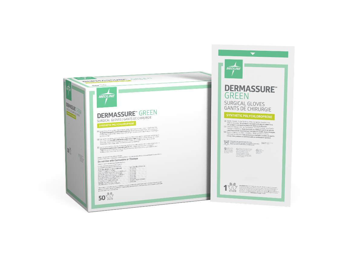 Medline DermAssure Green Surgical Gloves