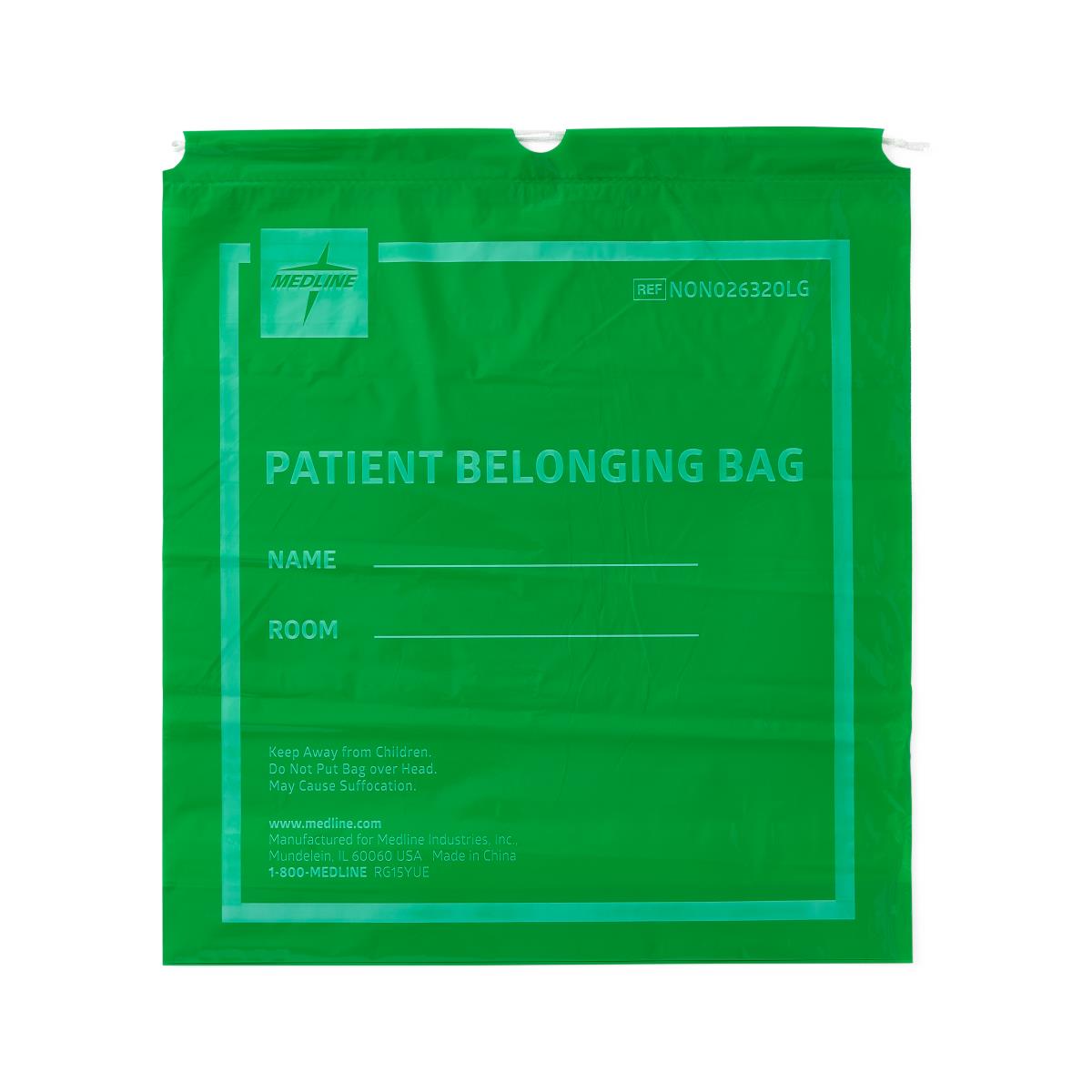 Medline Plastic Patient Belongings Bags with Drawstring