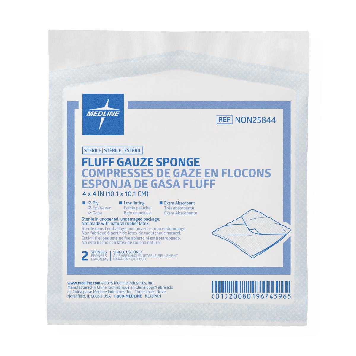 Medline Bulkee II Sterile Extra Absorbent Super Fluff Sponge
