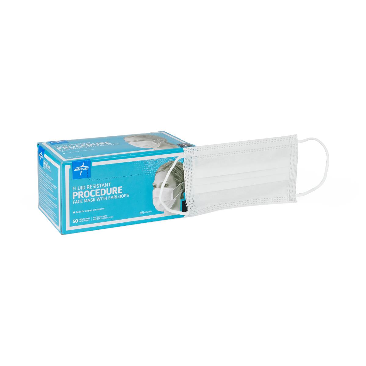 Medline ASTM Level 1 White Procedure Face Mask with Ear Loops
