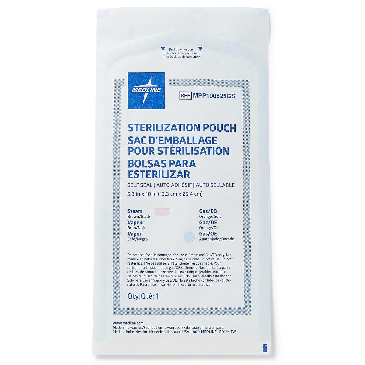 Medline Self-Seal Sterilization Pouches for Steam and Gas Only