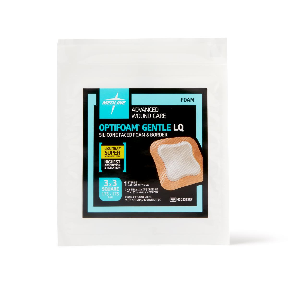 Medline Optifoam Gentle LQ Silicone-Faced Foam Wound Dressings
