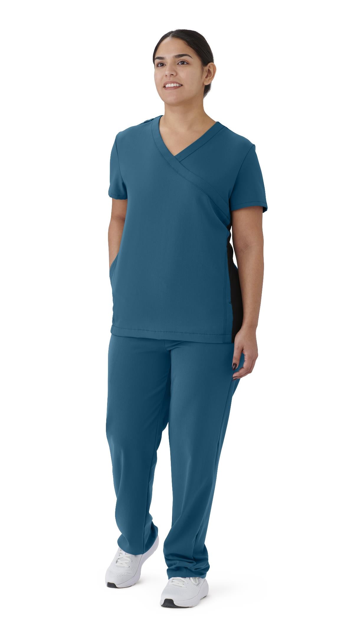 Medline Staten AVE Women's Yoga-Style Scrub Tops with Zipper Pockets (Style 4865)