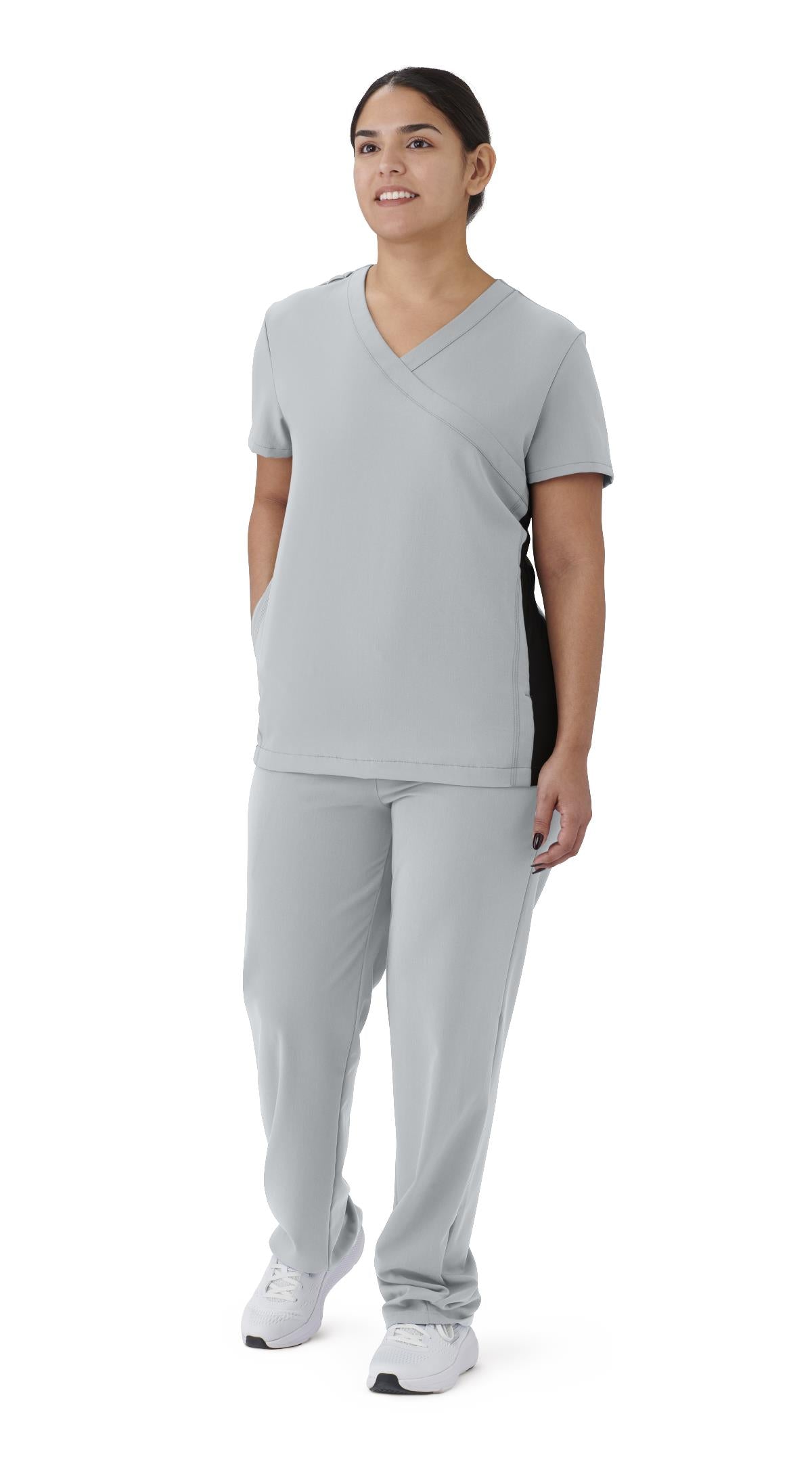 Medline Staten AVE Women's Yoga-Style Scrub Tops with Zipper Pockets (Style 4865)