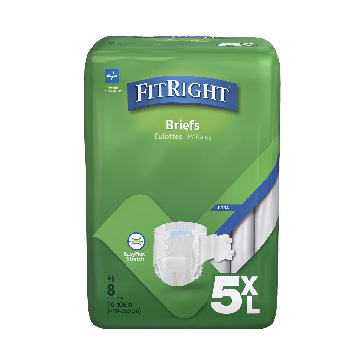 Medline FitRight 5XL Cloth-Like Adult Incontinence Briefs