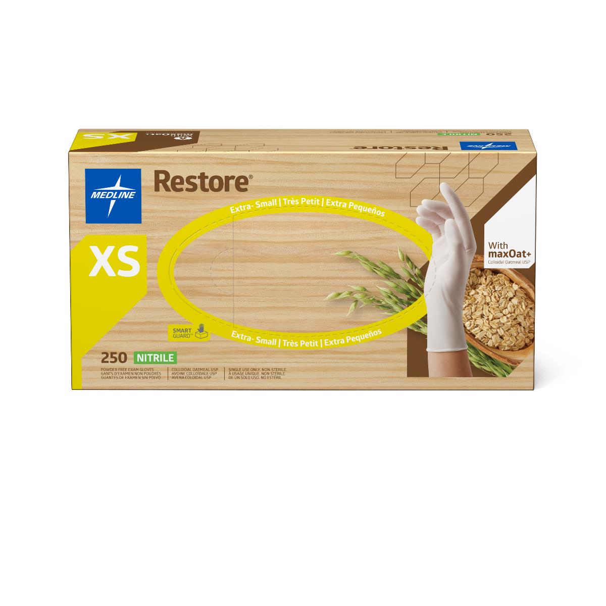 Medline Restore Powder-Free Nitrile Exam Gloves with Oatmeal