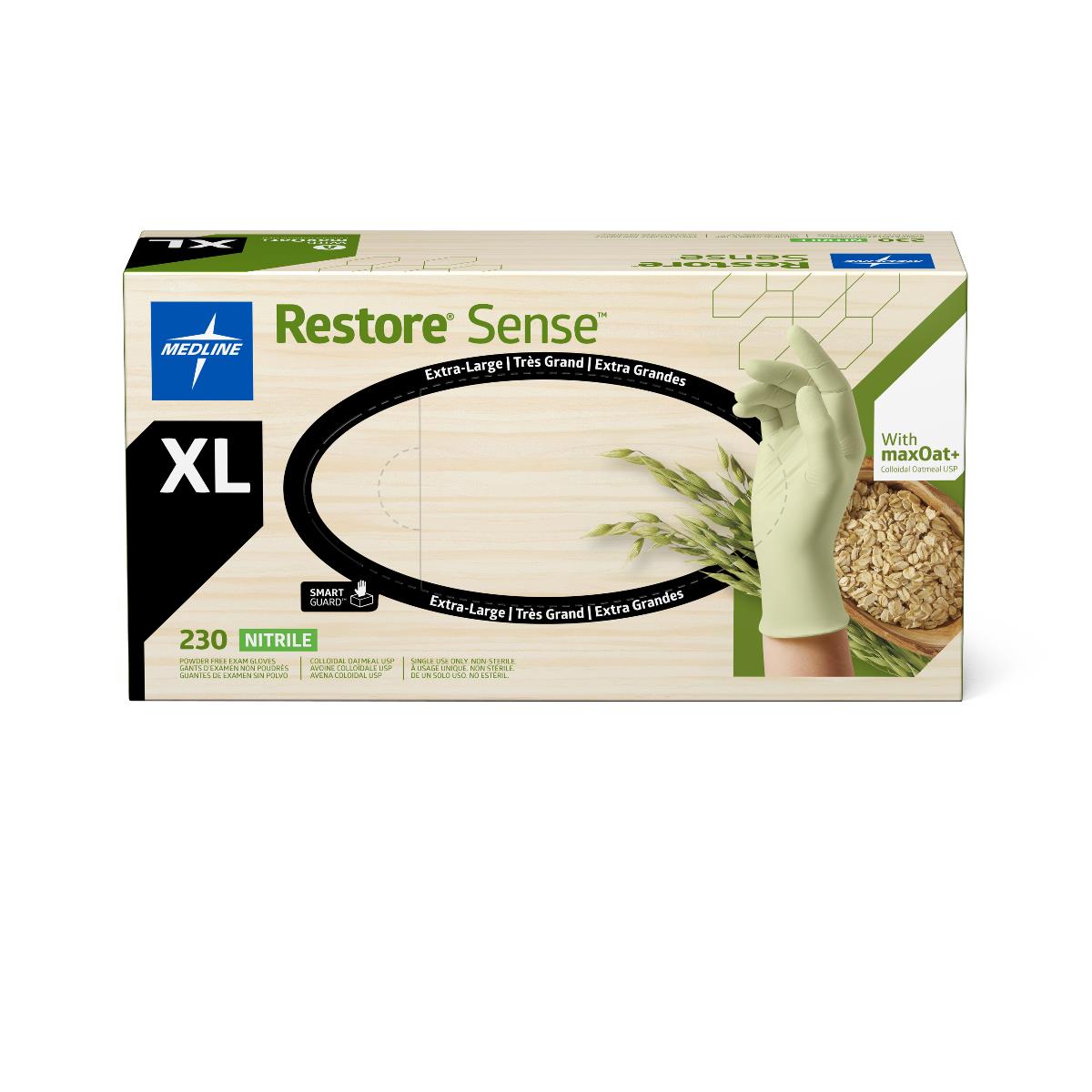 Medline Restore Sense Powder-Free Nitrile Exam Gloves with maxOat+