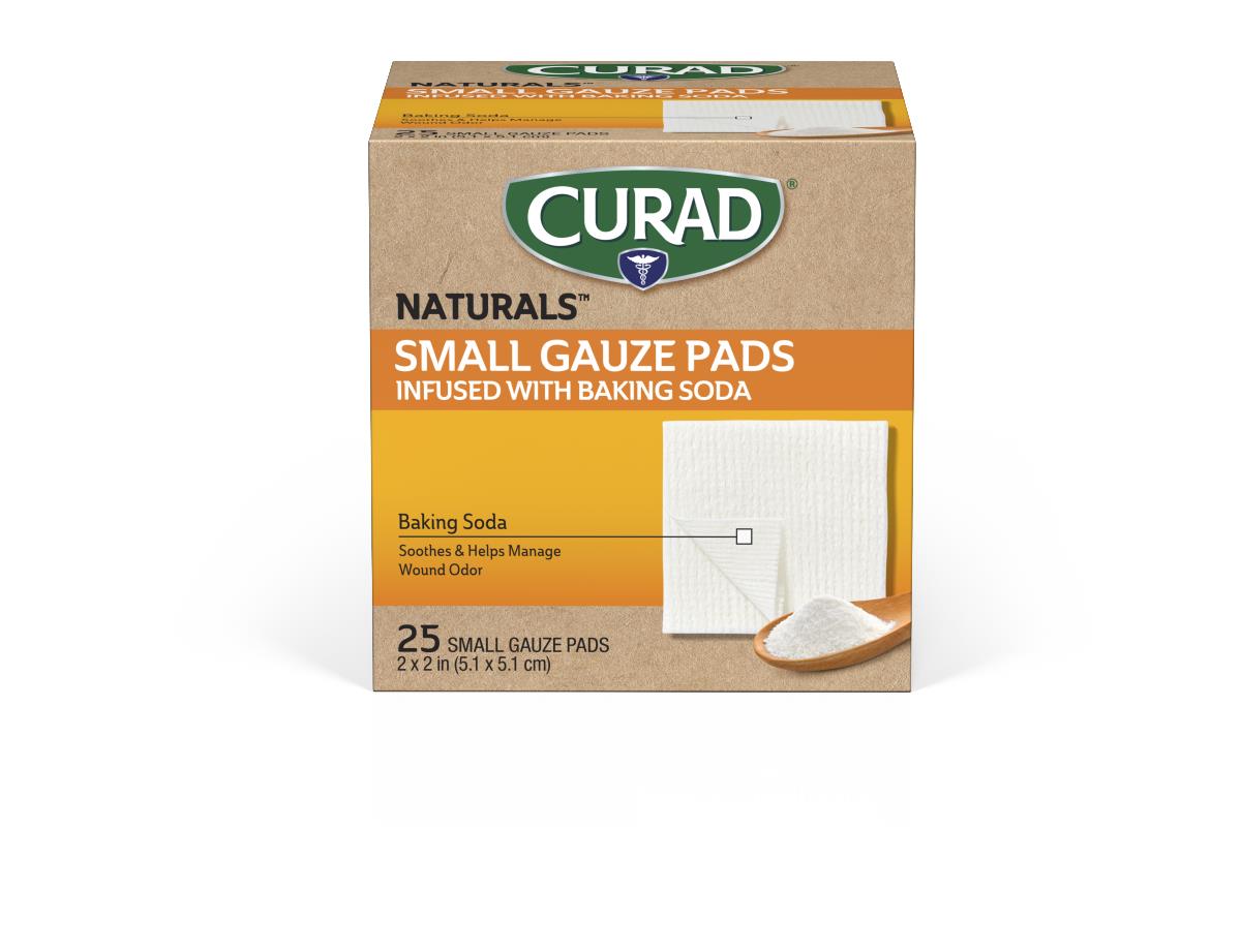 Medline CURAD Naturals Gauze Pads Infused with Baking Soda