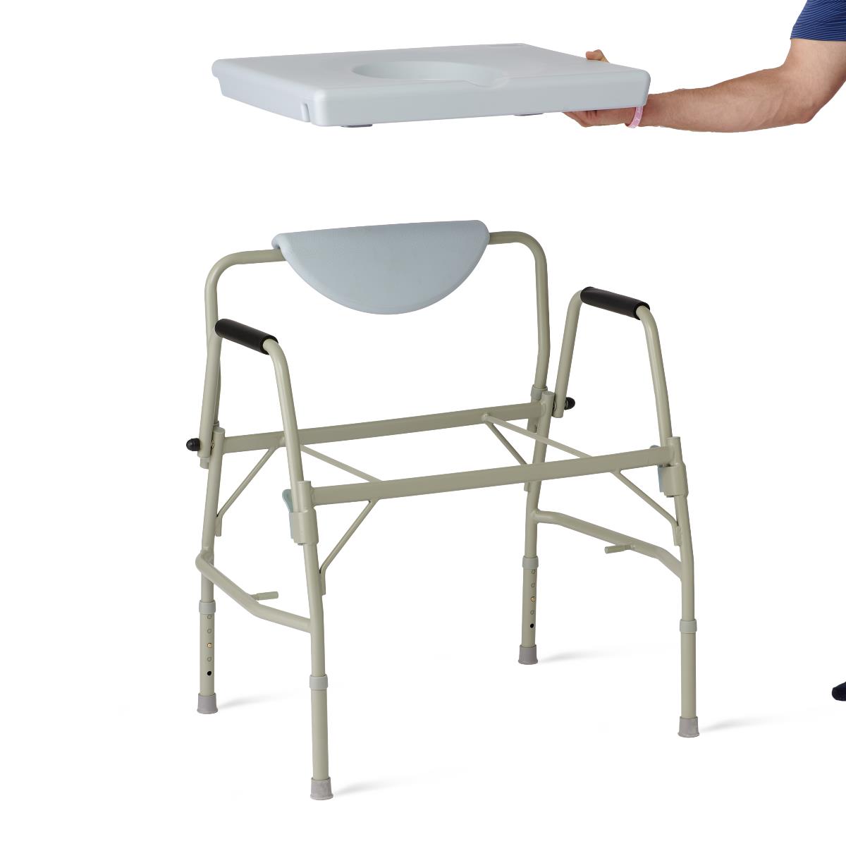 Medline Bariatric Steel Drop-Arm Commode with Solid Seat