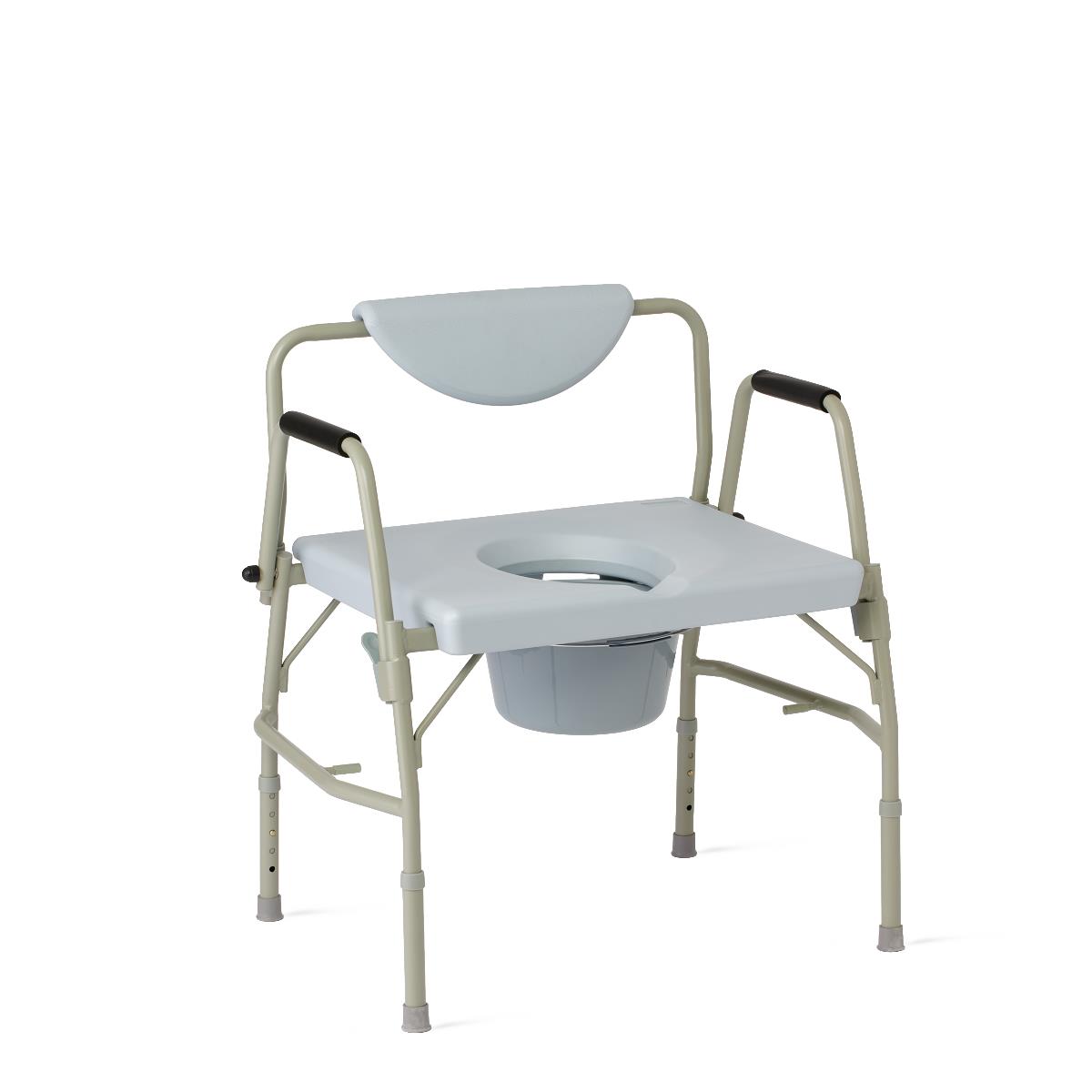Medline Bariatric Steel Drop-Arm Commode with Solid Seat