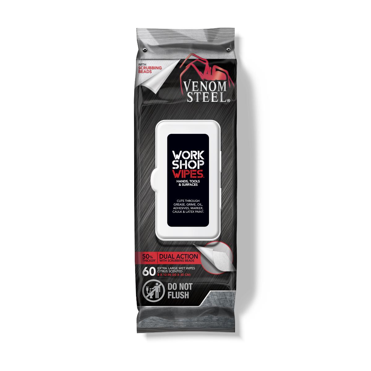 Medline Venom Steel Workshop Wipes with Scrubbing Beads