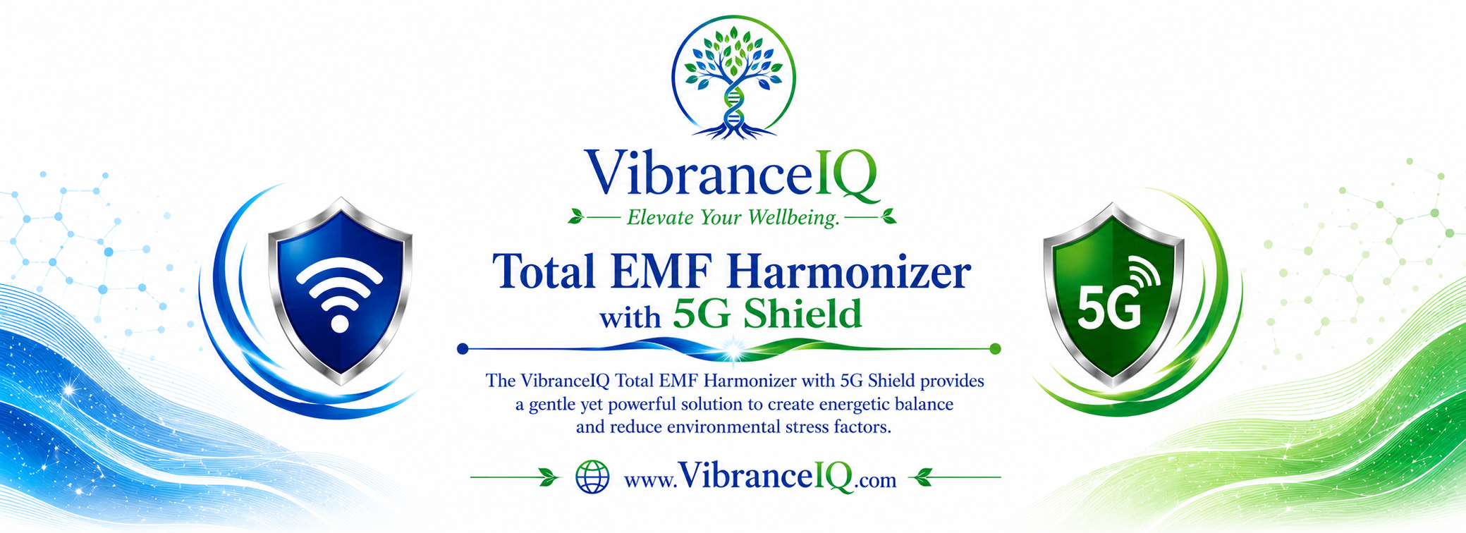 VibranceIQ Holistic Healthcare Total EMF Harmonizer with 5G Shield - Includes USB C Cable and Wall Adapter