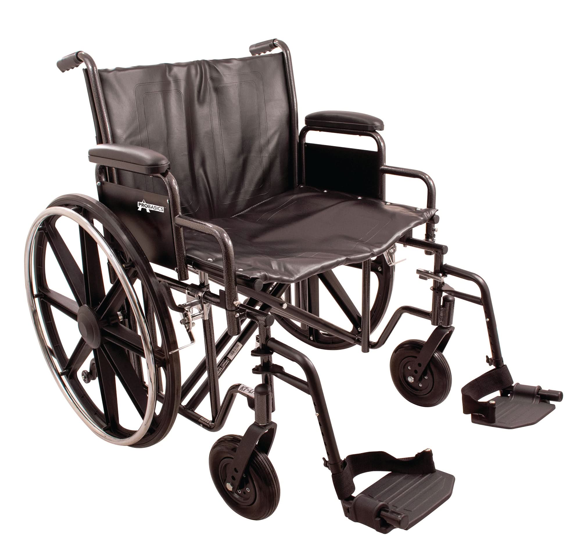 Compass Health ProBasics Heavy Duty K0007 Wheelchair, 22" x 18" Seat with Footrests, 450 lb Weight Capacity