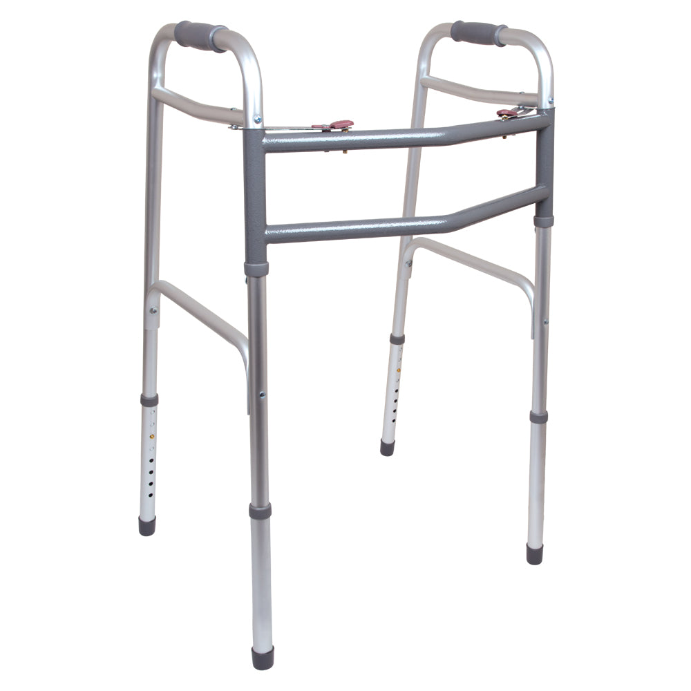 Compass Health ProBasics Bariatric Two-Button Release Folding Walker, Aluminum, No Wheels