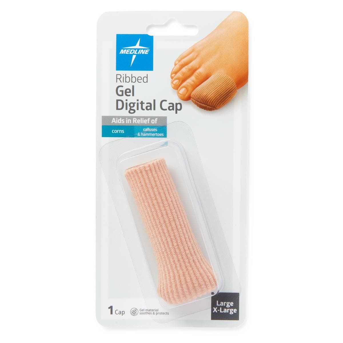 Medline Medline Gel Ribbed Digital Toe Caps POD14204