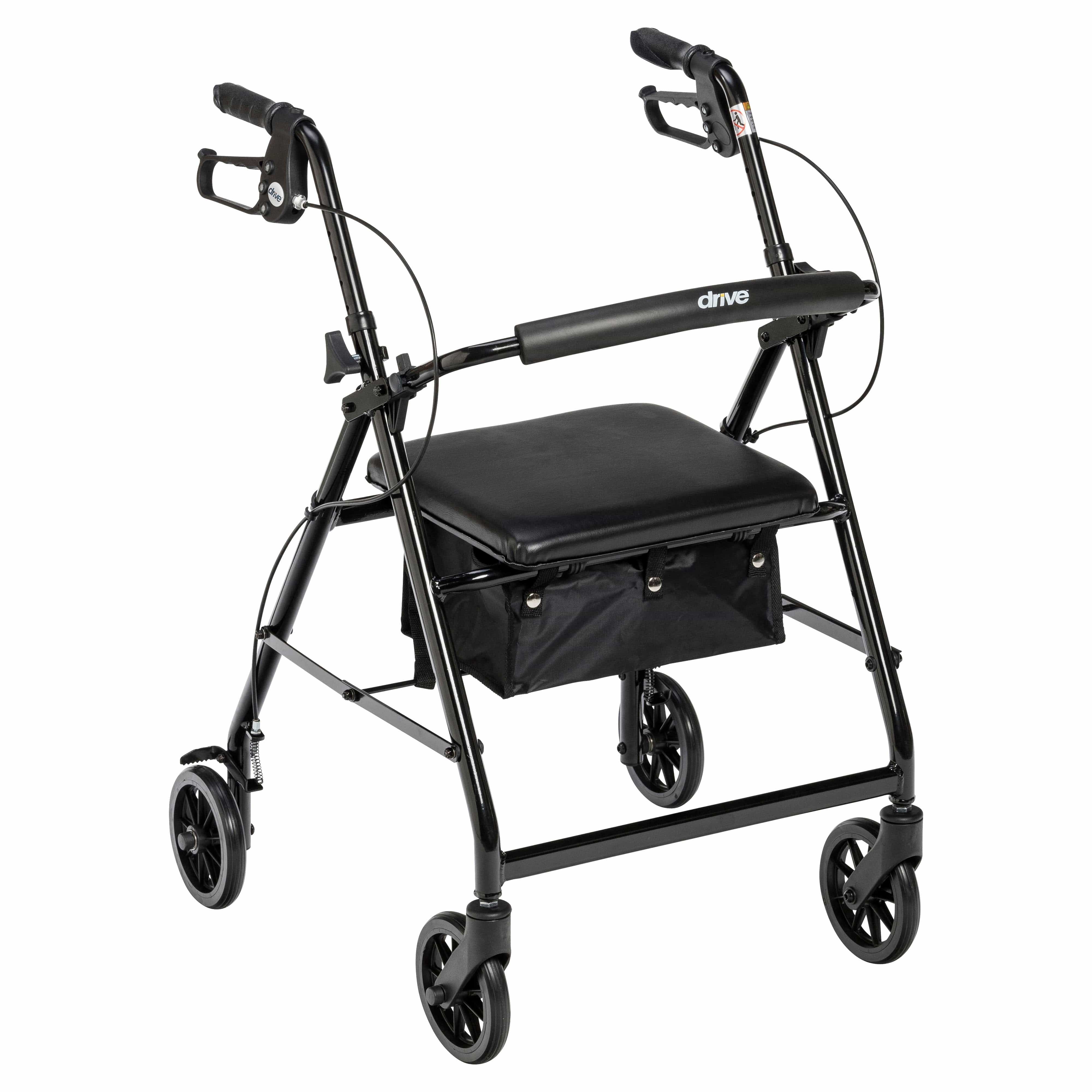 Drive Medical Drive Medical Rollator Rolling Walker with 6" Wheels, Fold Up Removable Back Support and Padded Seat r726bk