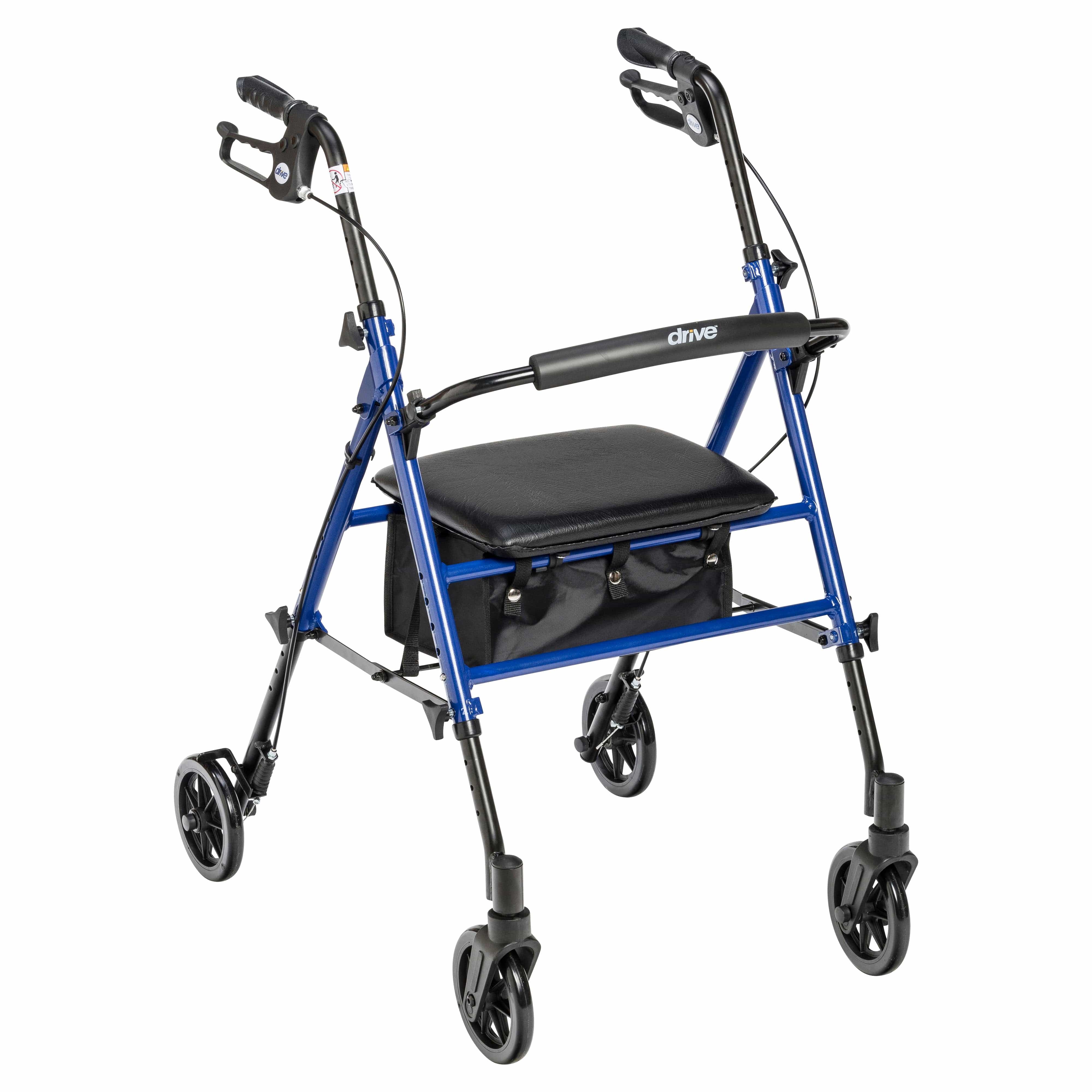 Drive Medical Drive Medical Adjustable Height Rollator Rolling Walker with 6" Wheels RTL10261BL