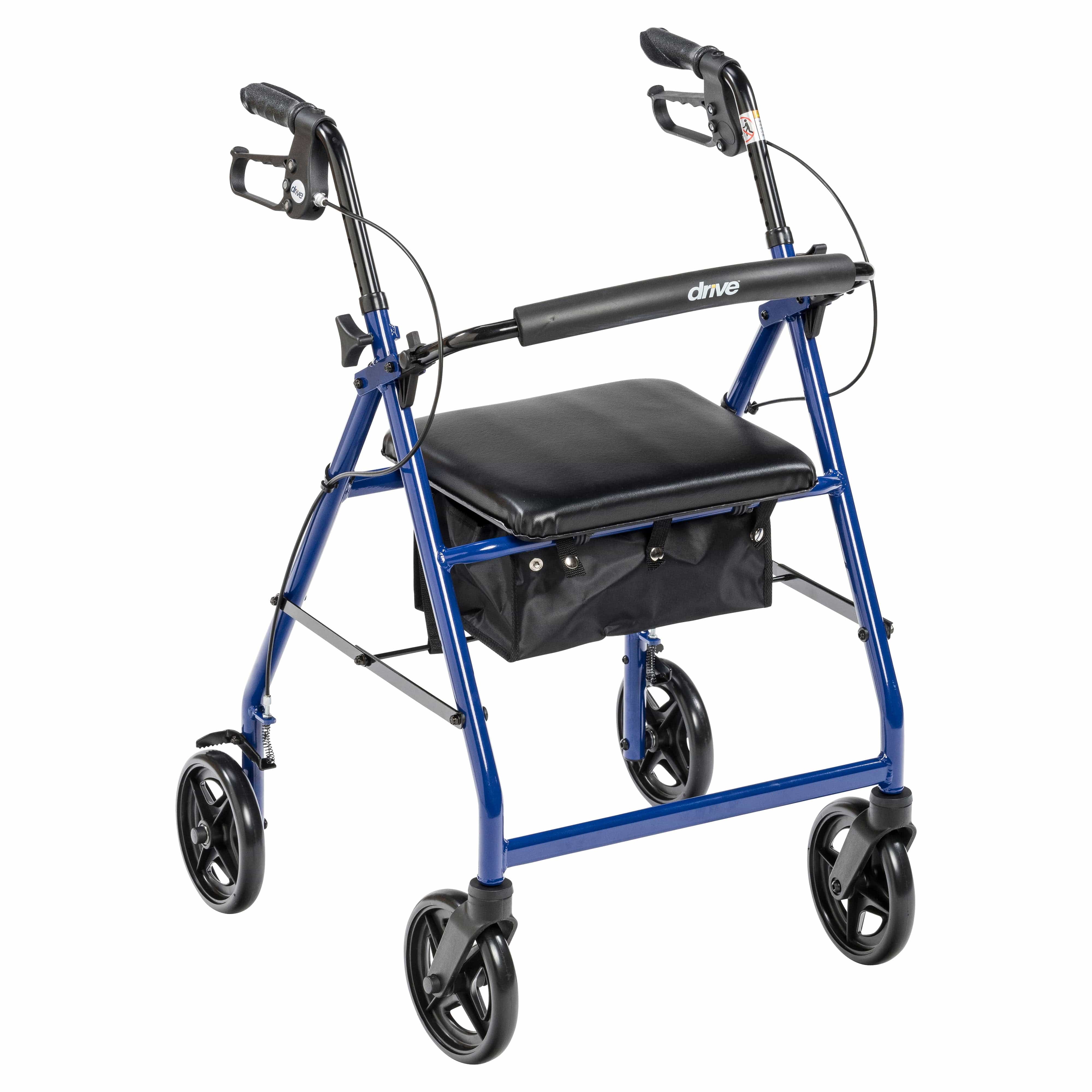Drive Medical Drive Medical Aluminum Rollator Rolling Walker with Fold Up and Removable Back Support and Padded Seat r728bl