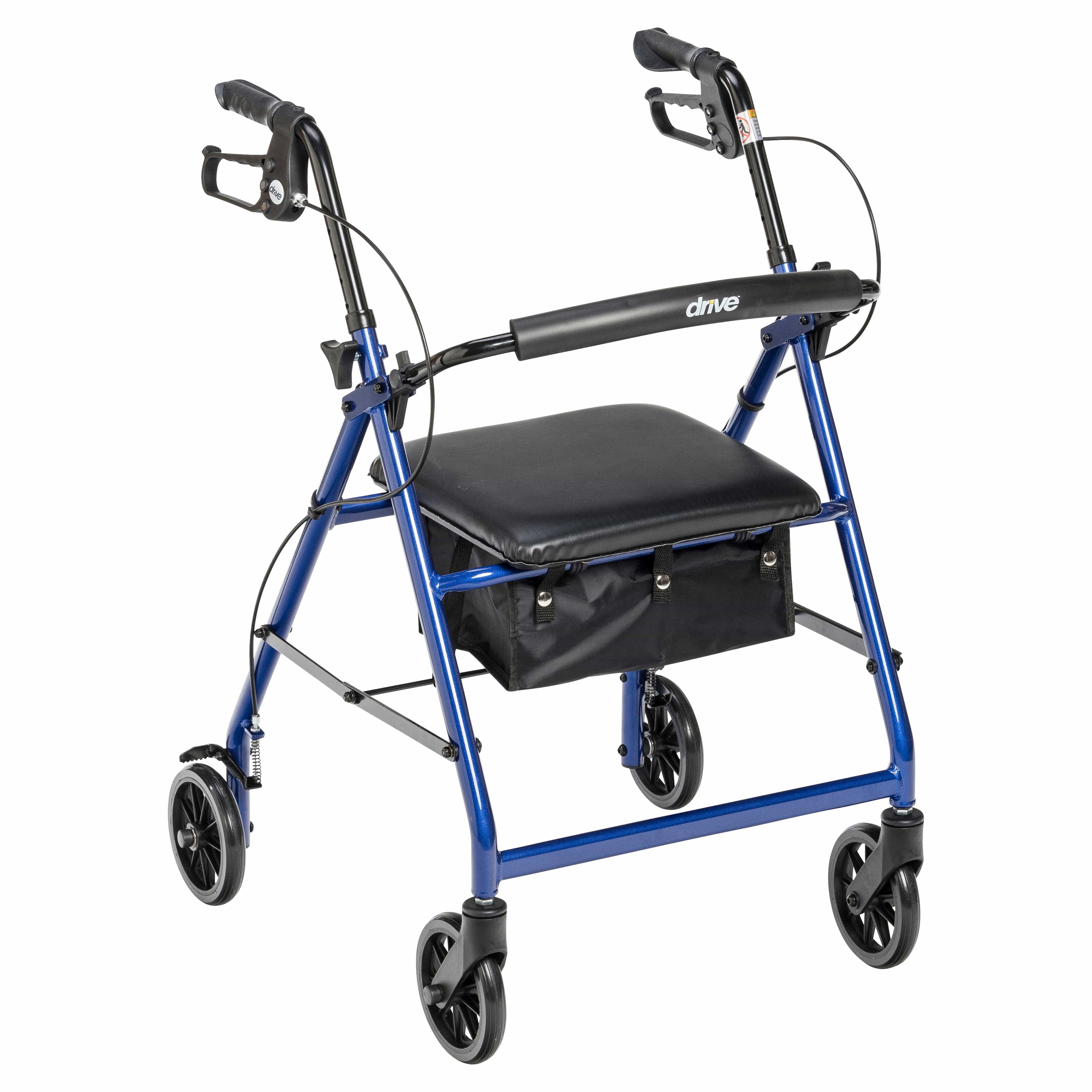 Drive Medical Drive Medical Rollator Rolling Walker with 6" Wheels, Fold Up Removable Back Support and Padded Seat r726bl