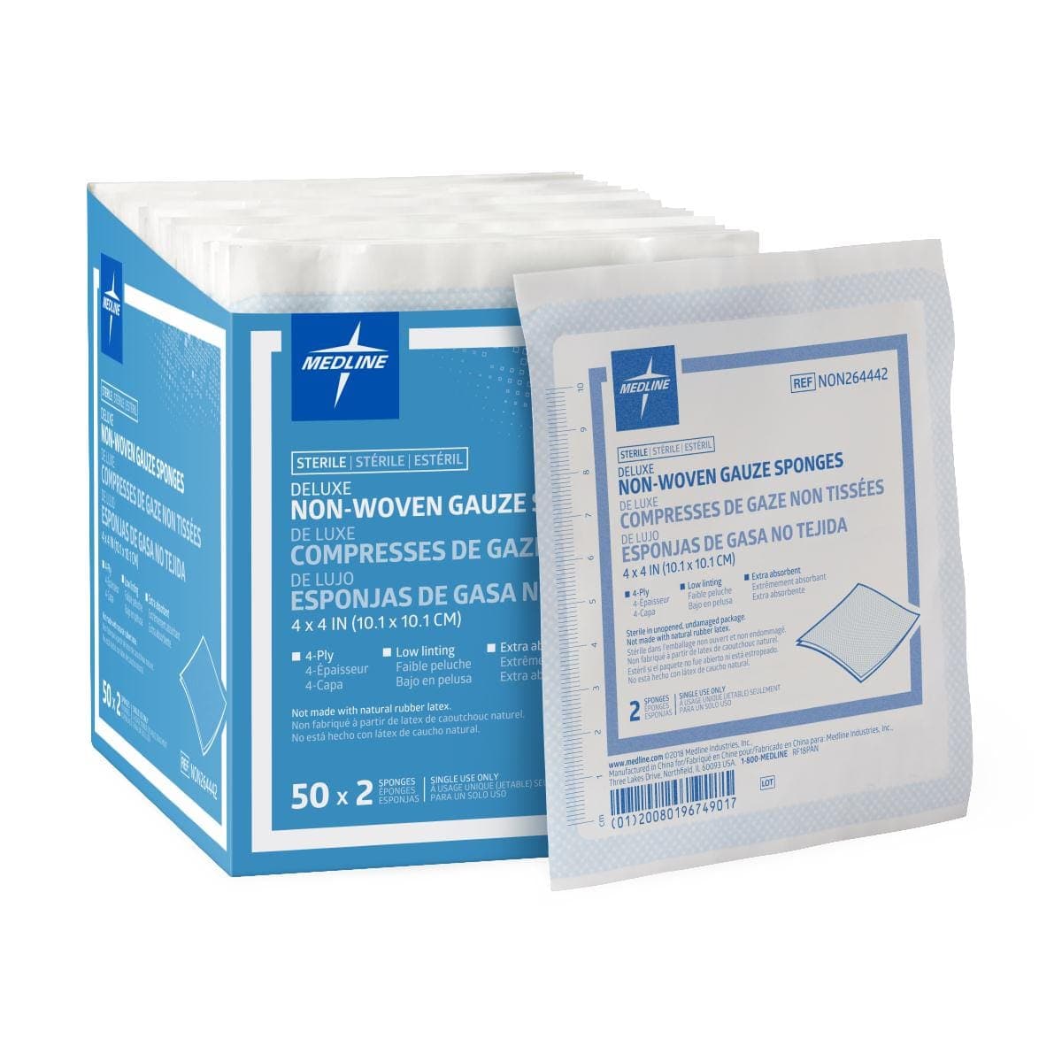 Medline Medline Deluxe Sterile Nonwoven Gauze Sponges NON264442Z