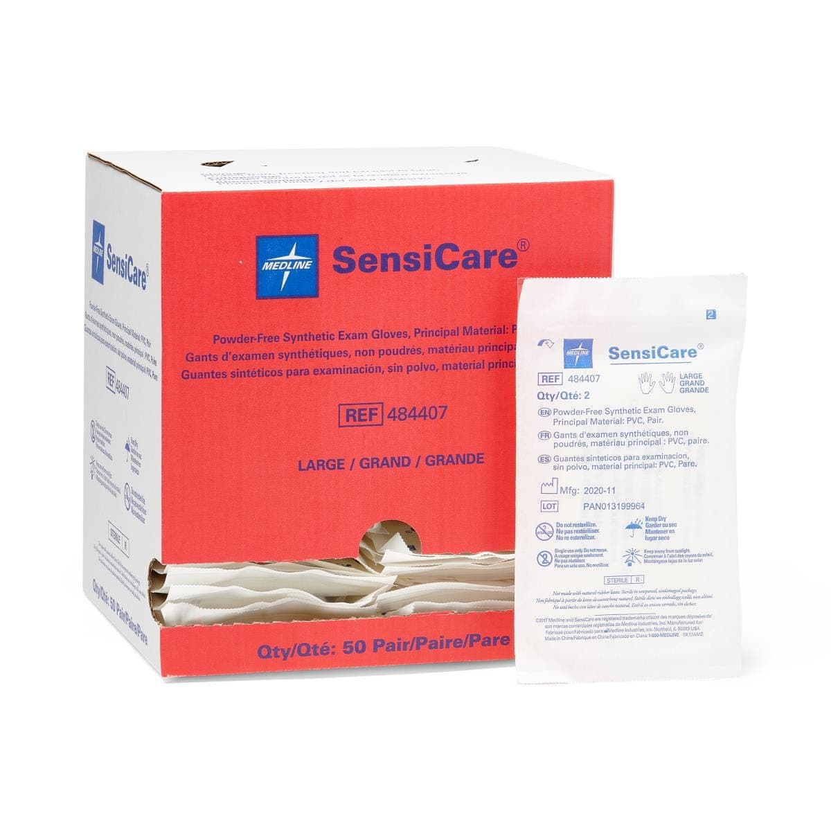 Medline Medline SensiCare Powder-Free Stretch Vinyl Sterile Exam Gloves 484407