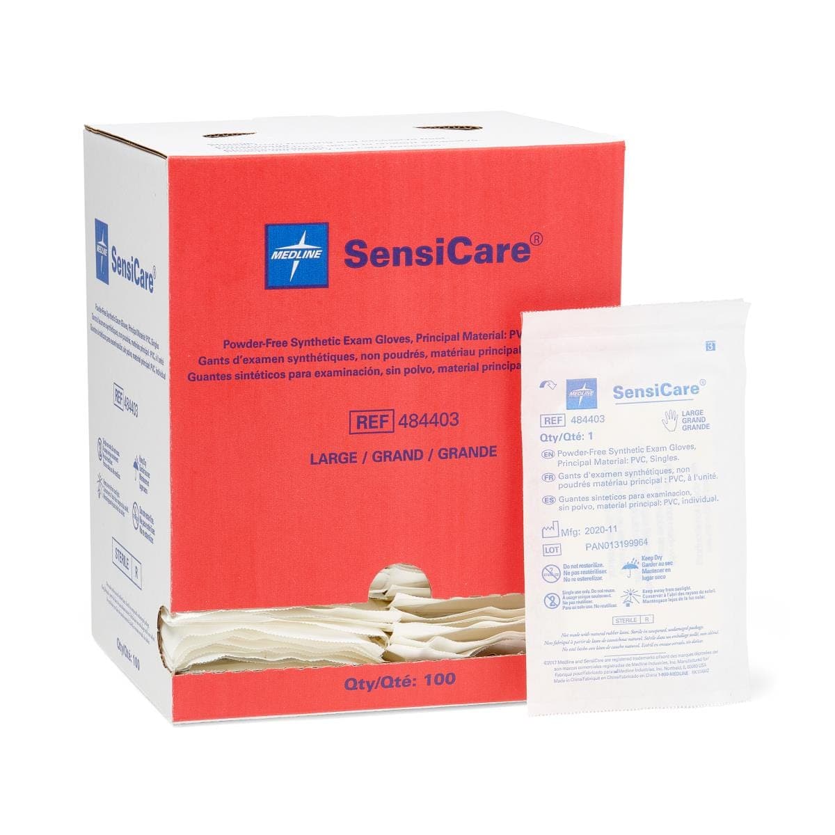 Medline Medline SensiCare Powder-Free Stretch Vinyl Sterile Exam Gloves 484403