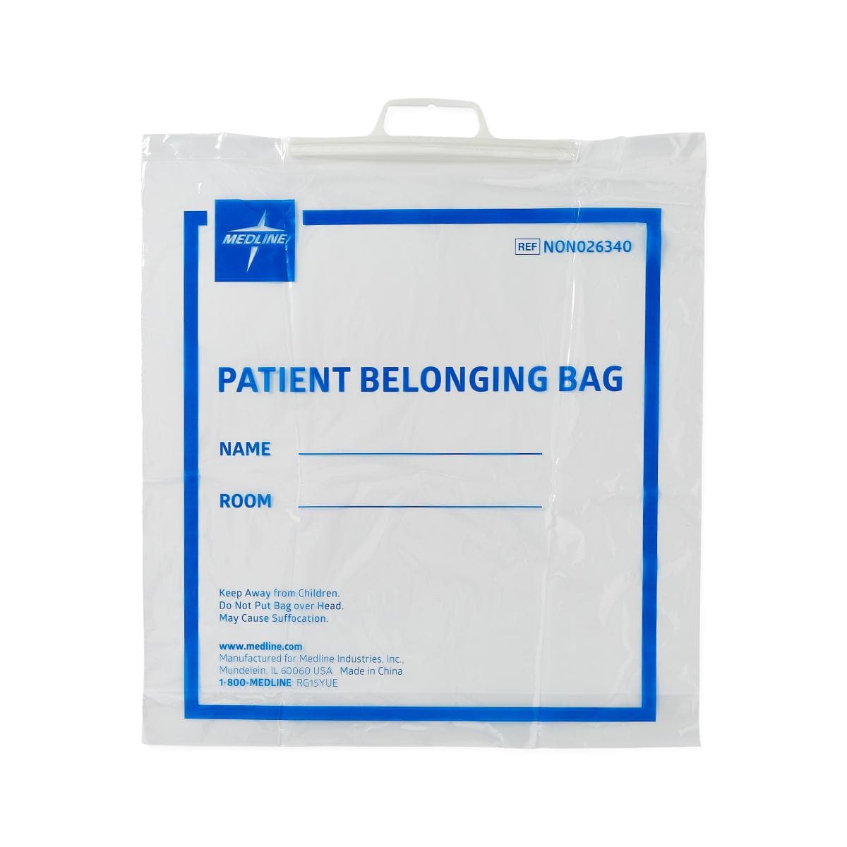 Medline Medline Plastic Patient Belongings Bags with Rigid Handle NON026340