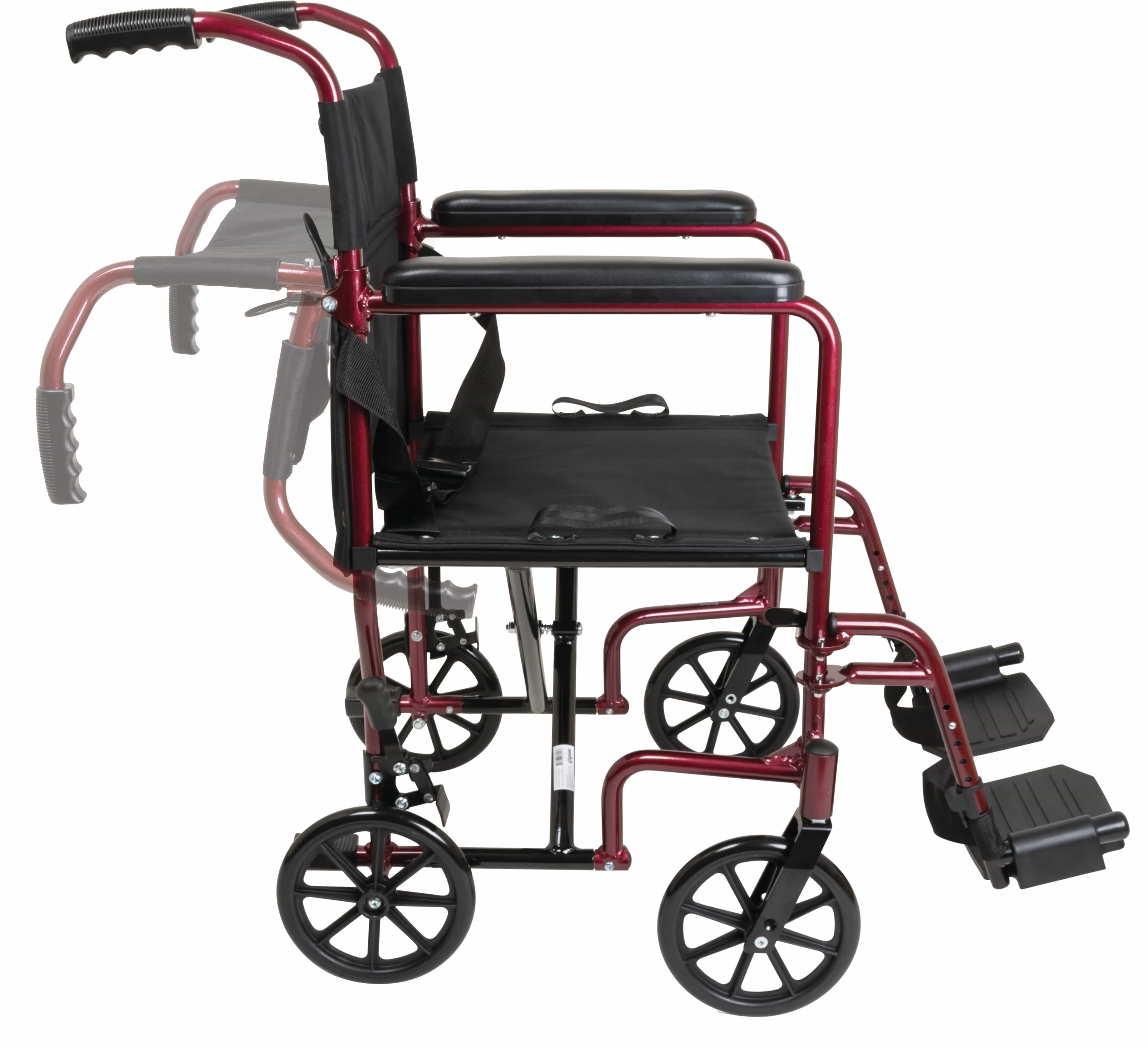 Compass Health Compass Health ProBasics Aluminum Transport Wheelchair, 19-inch, Burgundy TCA1916BG