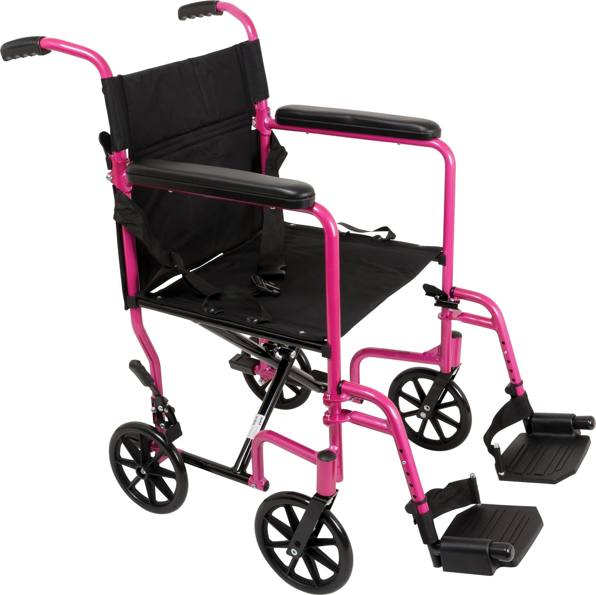 Compass Health Compass Health ProBasics Aluminum Transport Wheelchair, 19-inch, Pink TCA1916PK