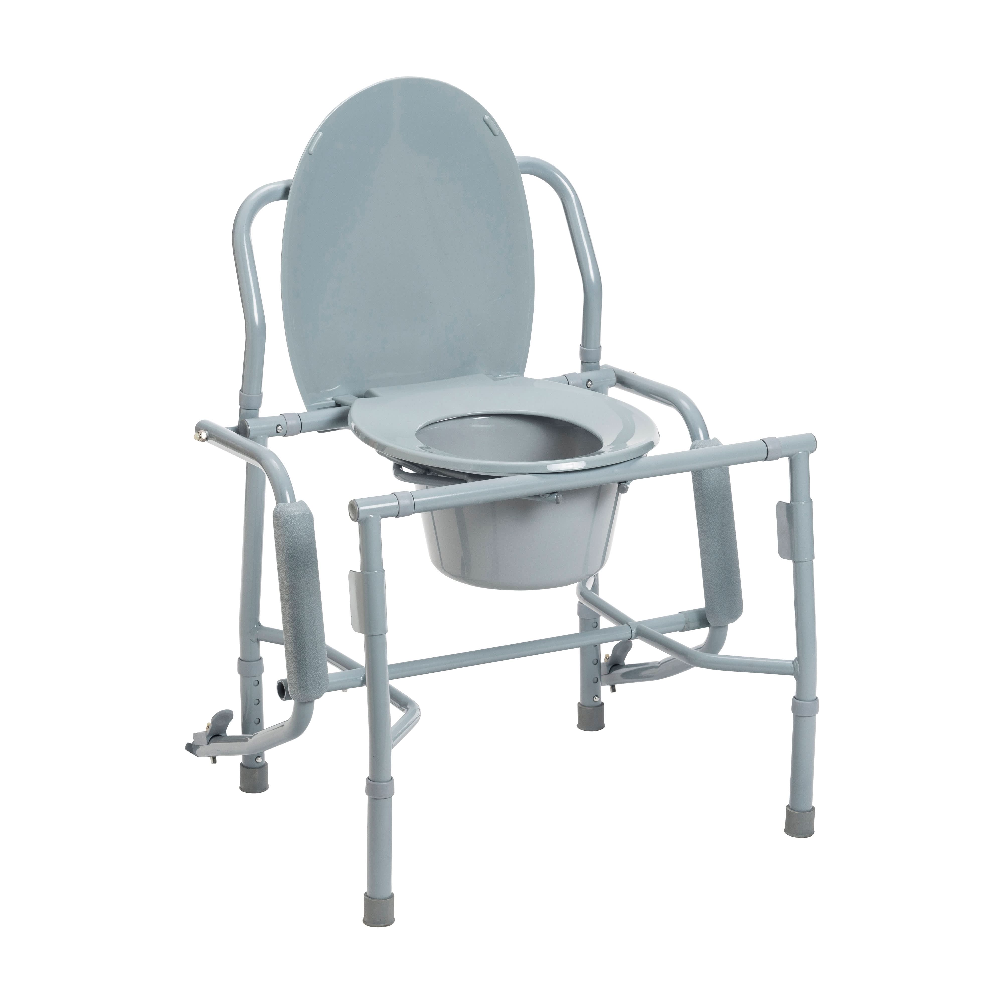 Drive Medical Steel Drop Arm Bedside Commode with Padded Arms