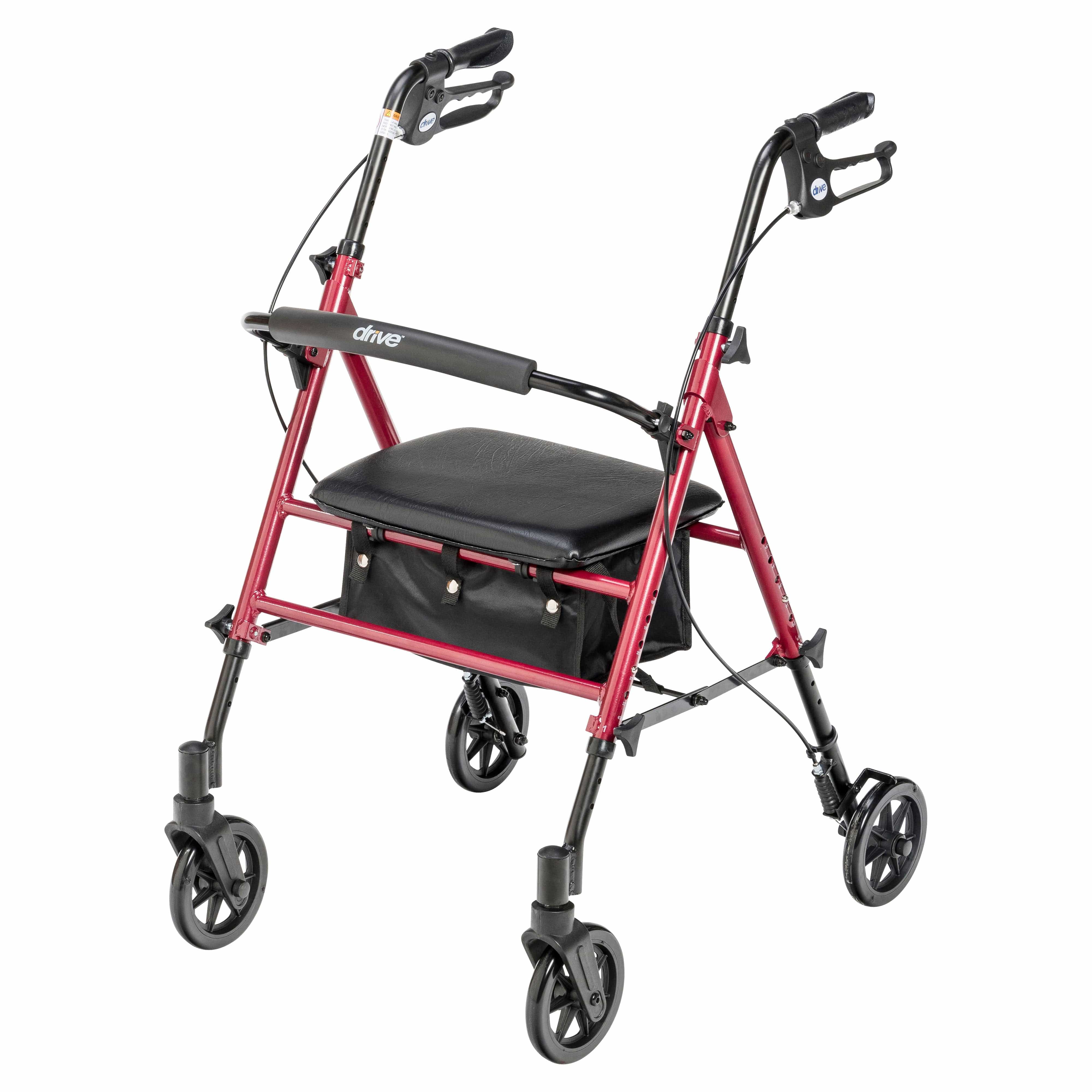 Drive Medical Drive Medical Adjustable Height Rollator Rolling Walker with 6" Wheels