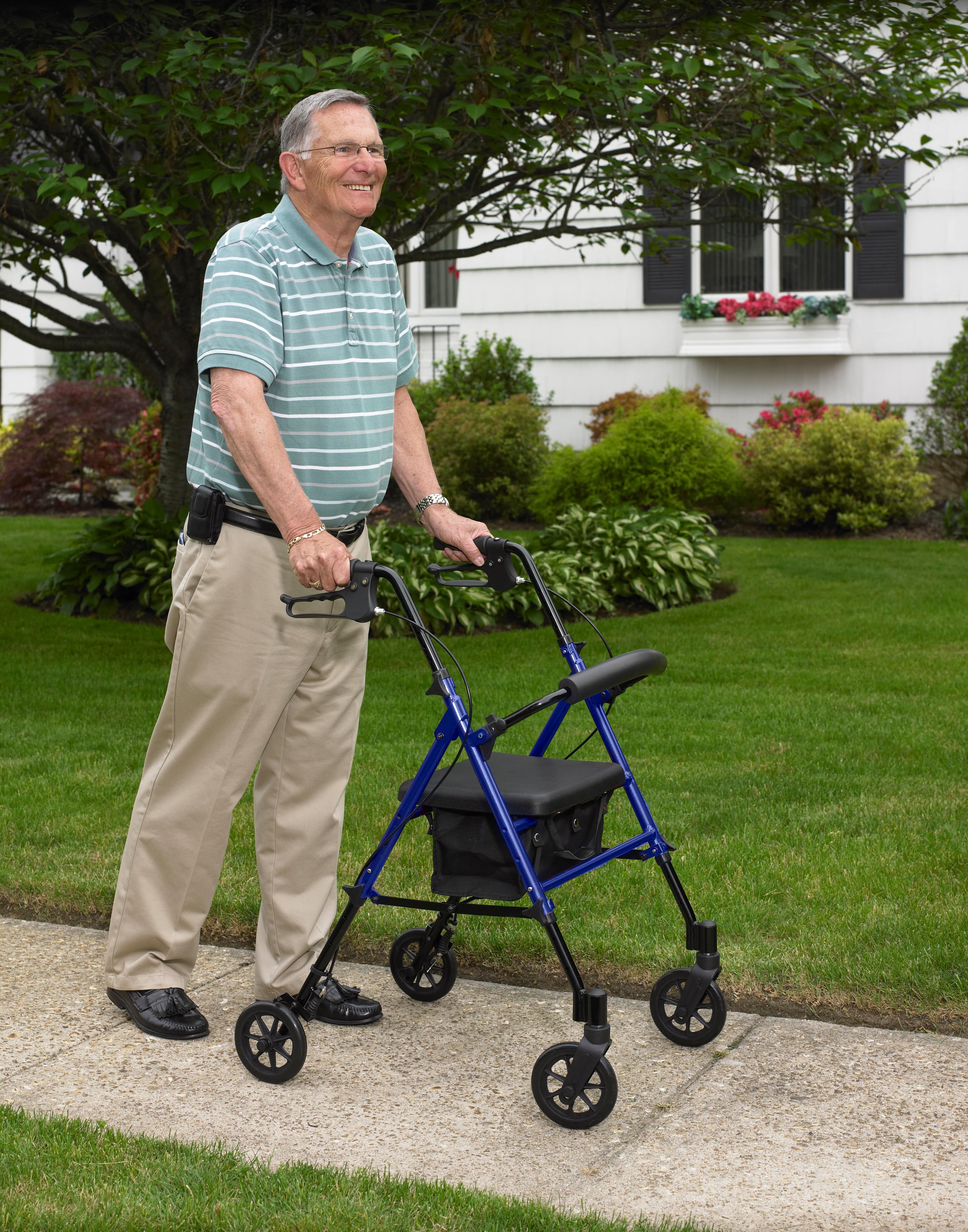 Drive Medical Drive Medical Adjustable Height Rollator Rolling Walker with 6" Wheels