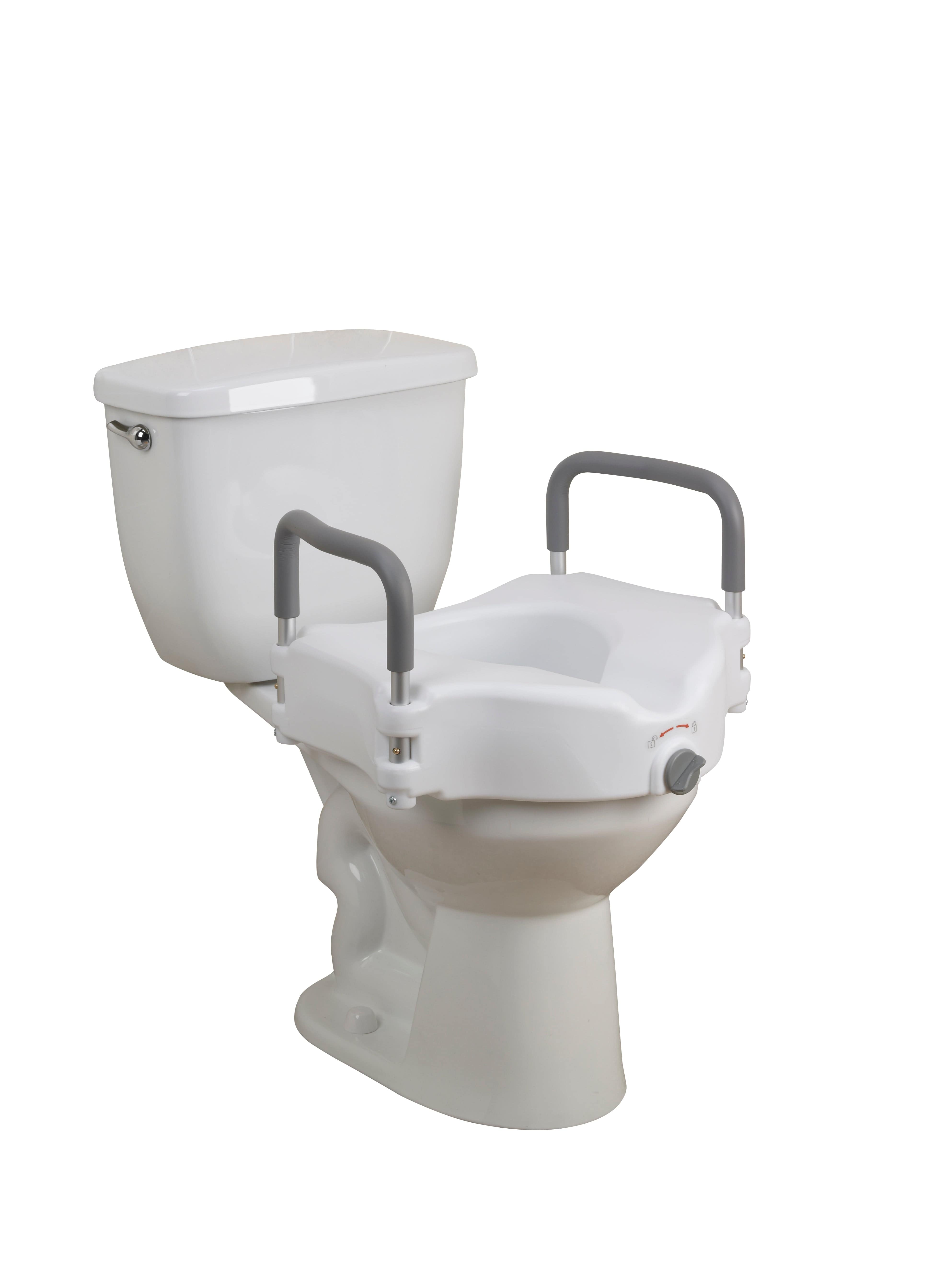 Drive Medical Drive Medical Elevated Raised Toilet Seat with Removable Padded Arms, Standard Seat rtl12027ra